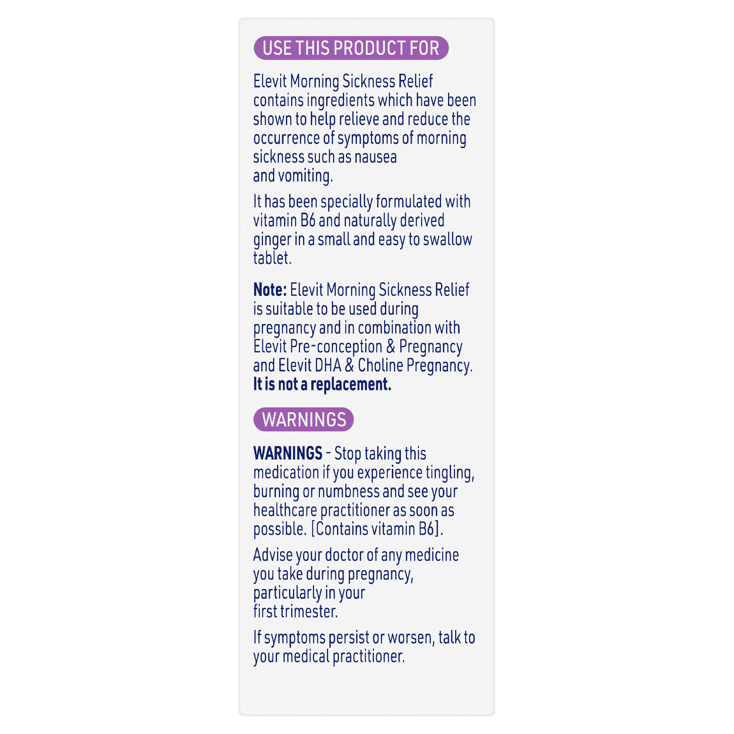 ELEVIT MORNING SICKNESS TAB 60 TABLETS - Image 6