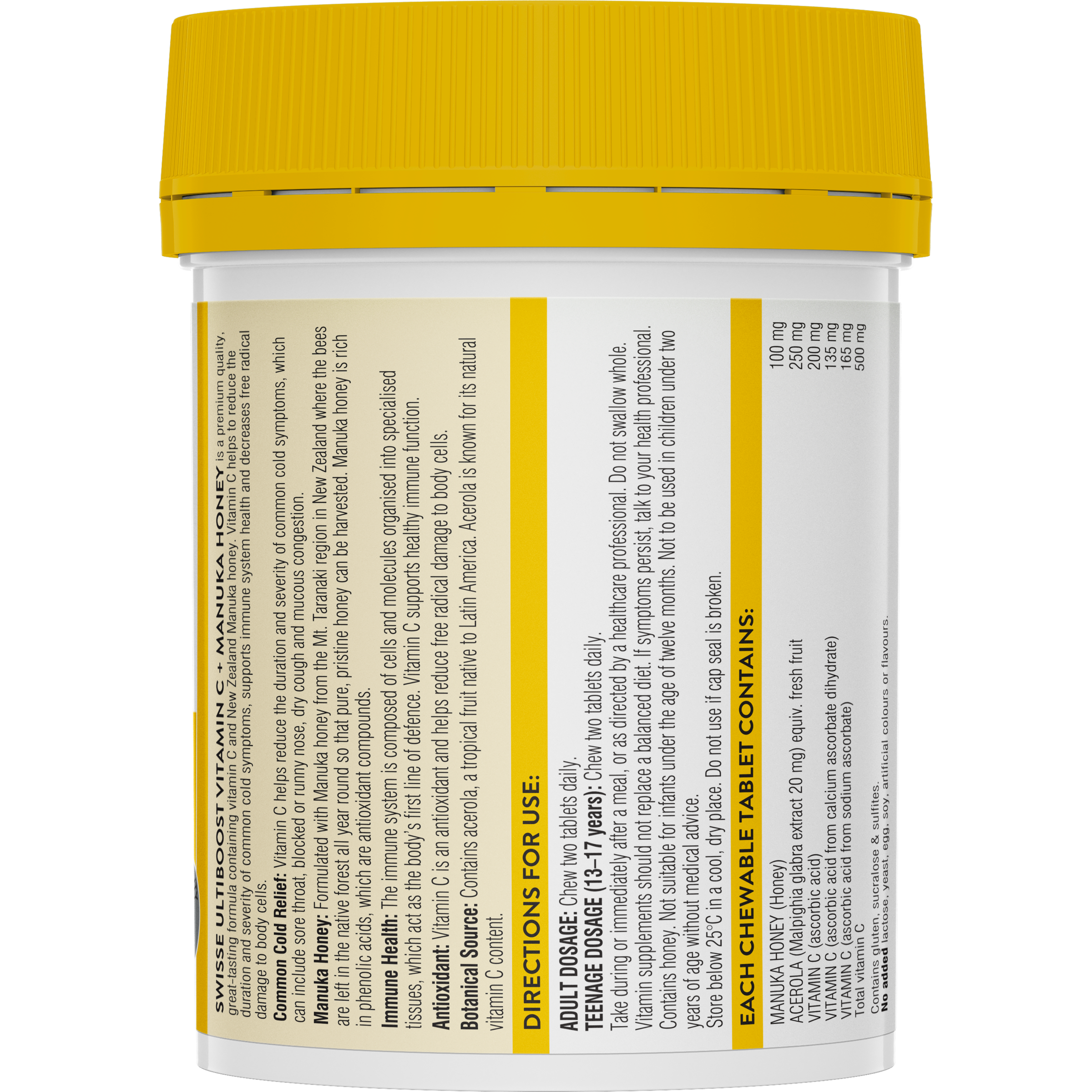 SWISSE VITAMIN C + MANUKA HONEY CHEWABLE TABLETS 120 - Image 2