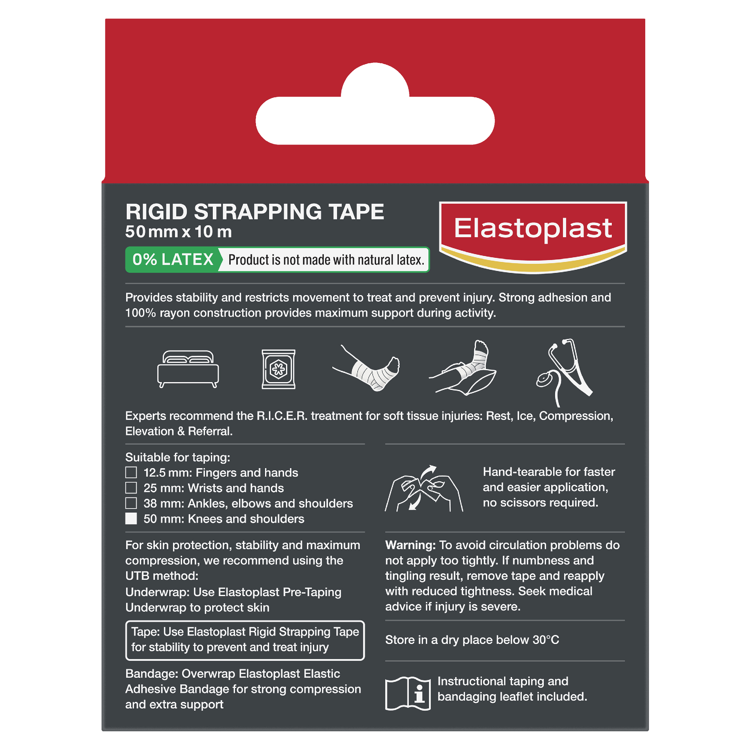 ELASTOPLAST SPORT RIGID STRAP TAPE 50MM X 10M - Image 2