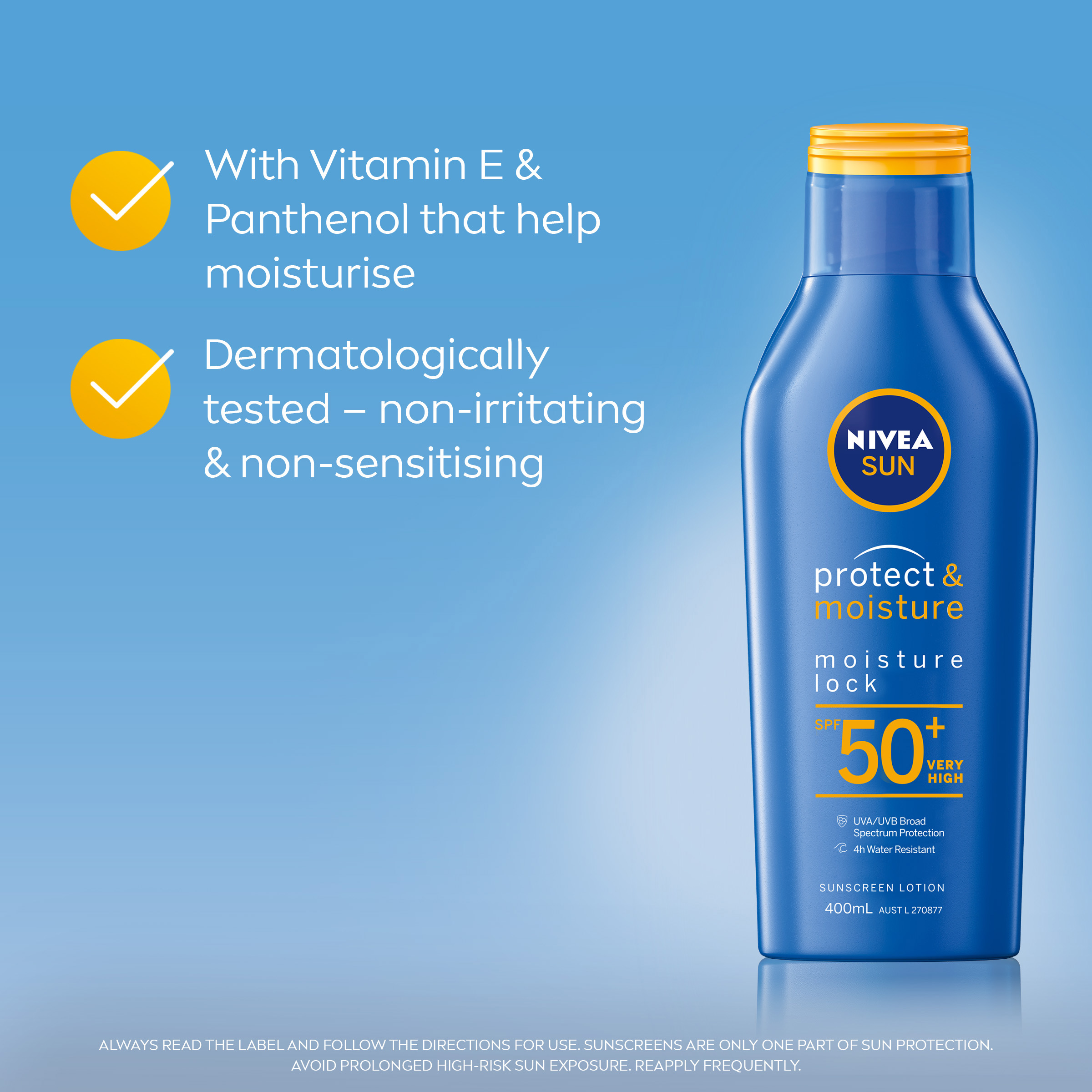 NIVEA PROTECT & MOISTURE SUNSCREEN LOTION SPF50+ 400ML - Image 3