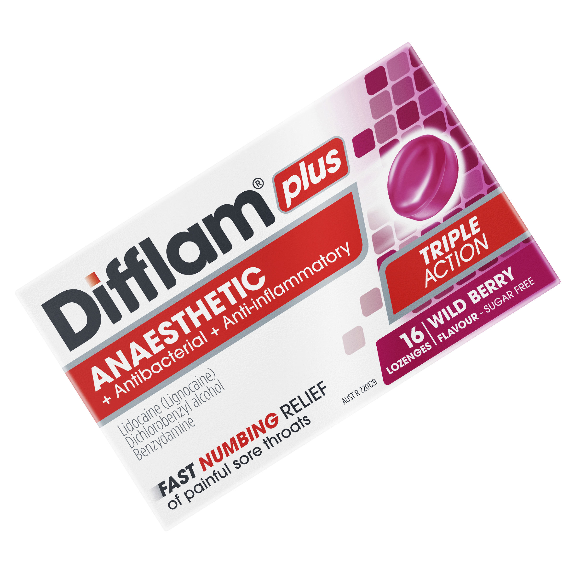 DIFFLAM PLUS ANAESTHETIC WILD BERRY THROAT 16 LOZENGES - Image 10