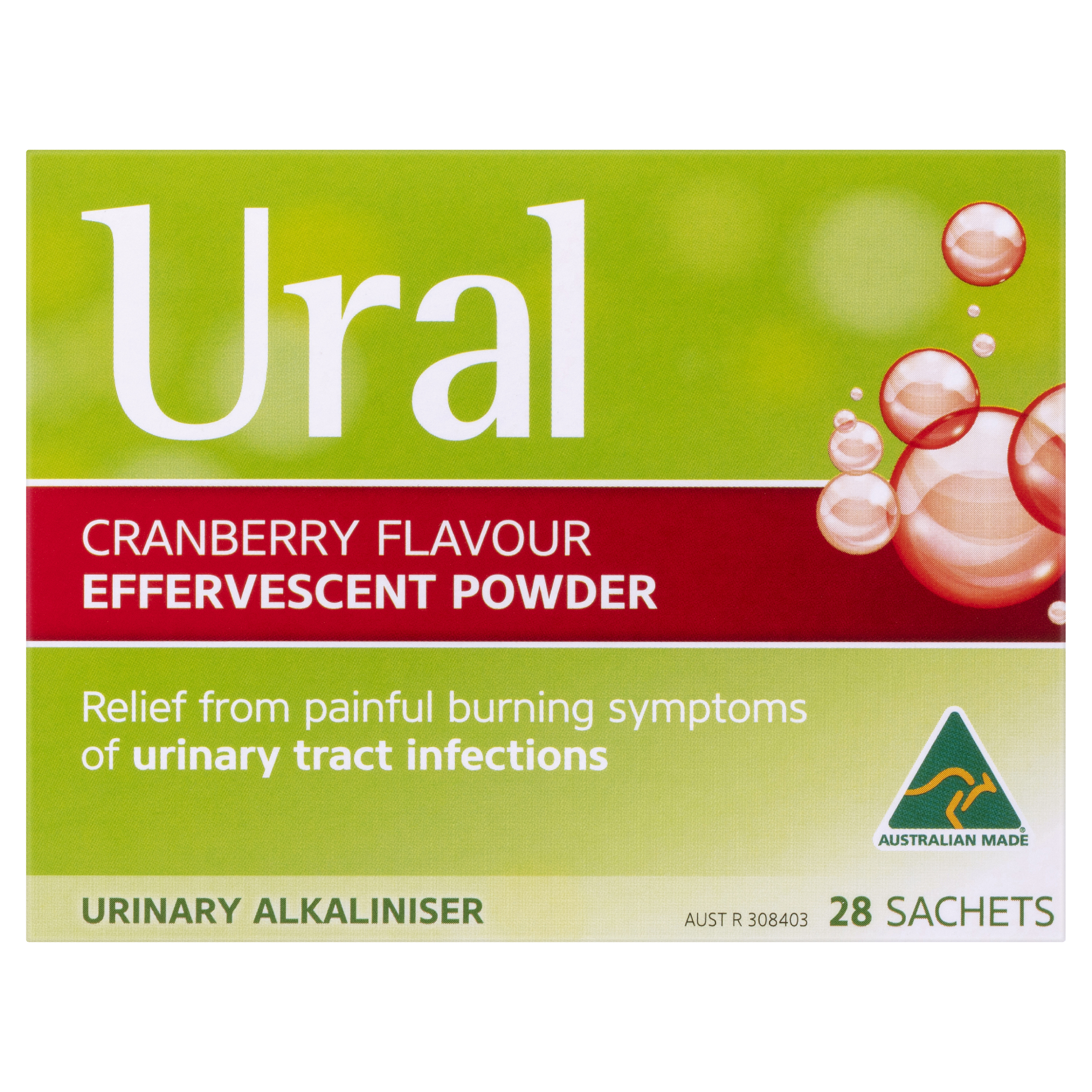 URAL EFFERVESCENT POWDER CRANBERRY SACHETS 28 PACK - Image 2