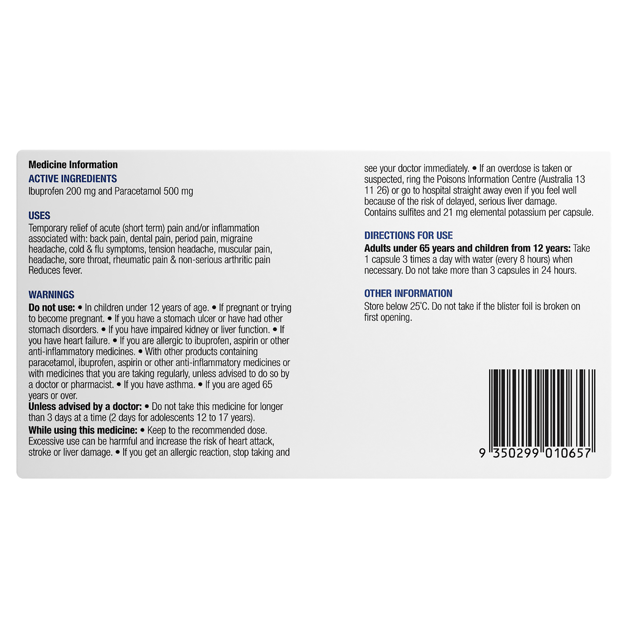 CHEMISTS OWN IBUPROFEN + PARACETAMOL DUO 10 CAPSULES - Image 3