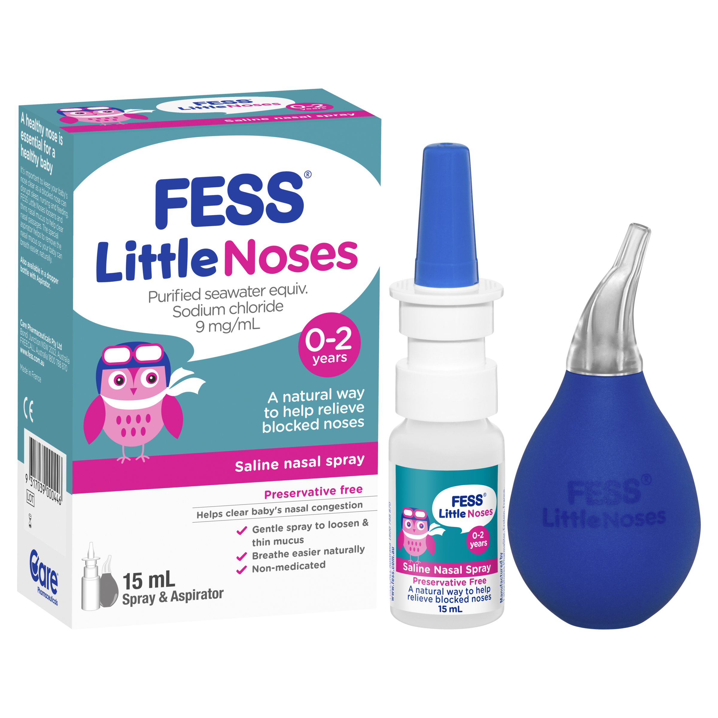 FESS LITTLE NOSES SALINE SPRAY + ASPIRATOR 15ML - Image 10
