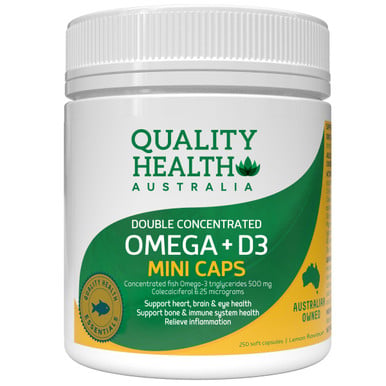QUALITY HEALTH OMEGA + D3 MINI CAPS 250 CAPSULES