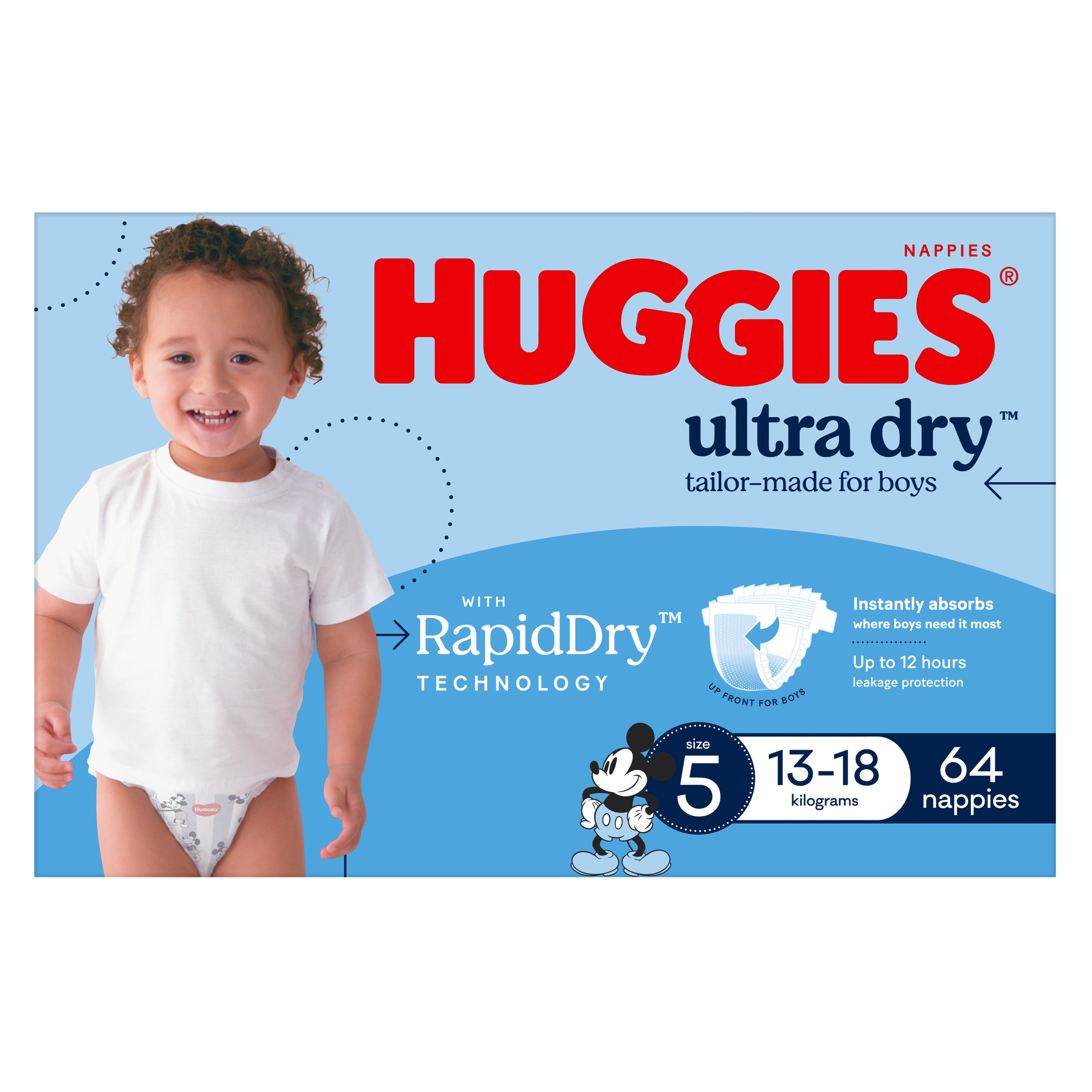 HUGGIES JUMBO ULTRADRY NAPPIES WALKER BOY 64 PACK - Image 4