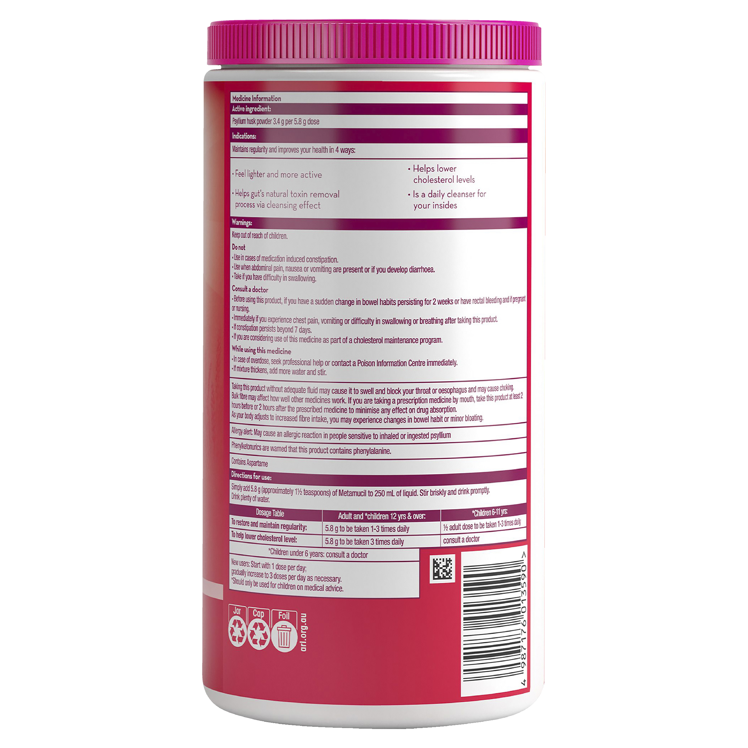 METAMUCIL WILD BERRY SMOOTH 673G 114 DOSES - Image 2