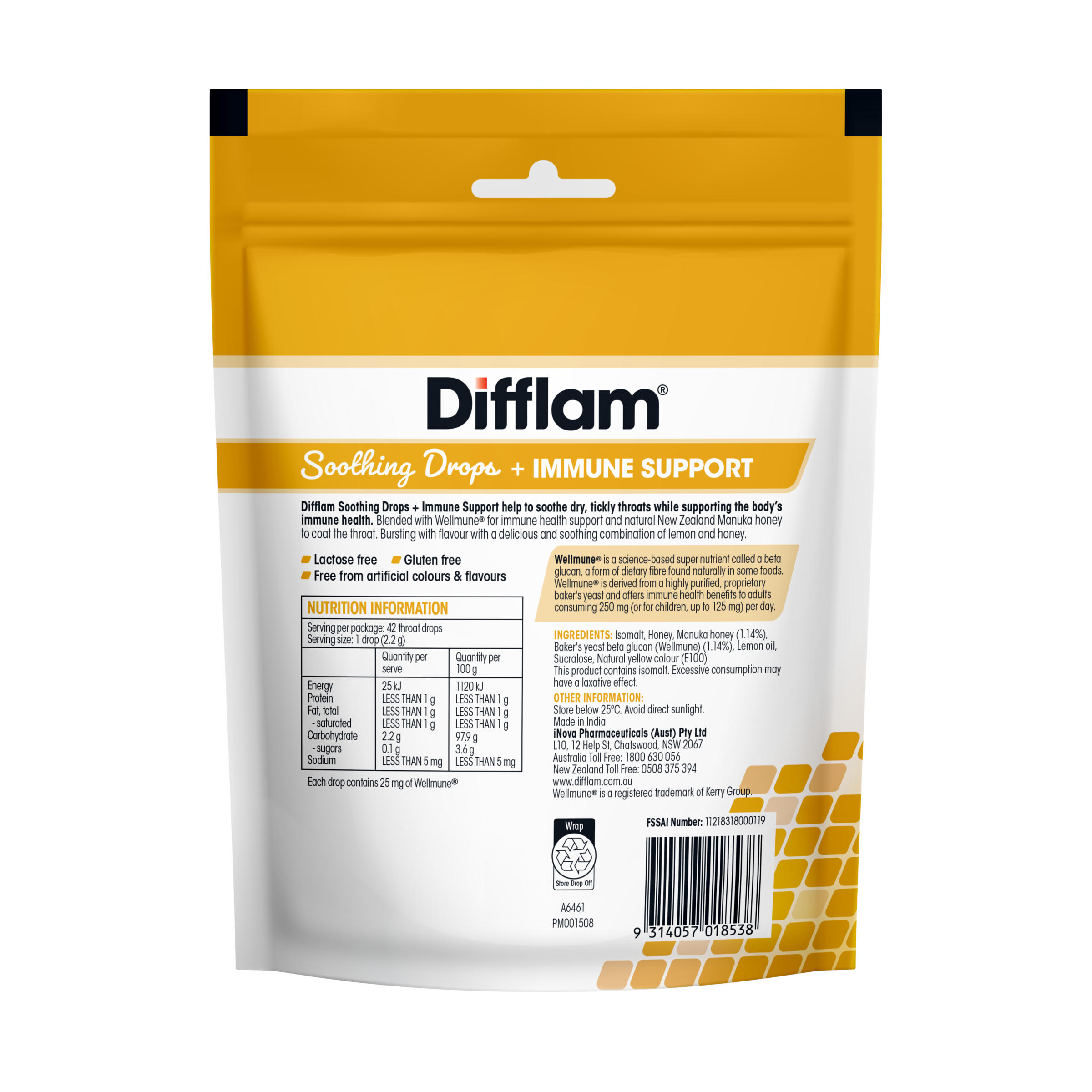 DIFFLAM SOOTHING DROPS + IMMUNE HONEY & LEMON 42 LOZENGES - Image 2
