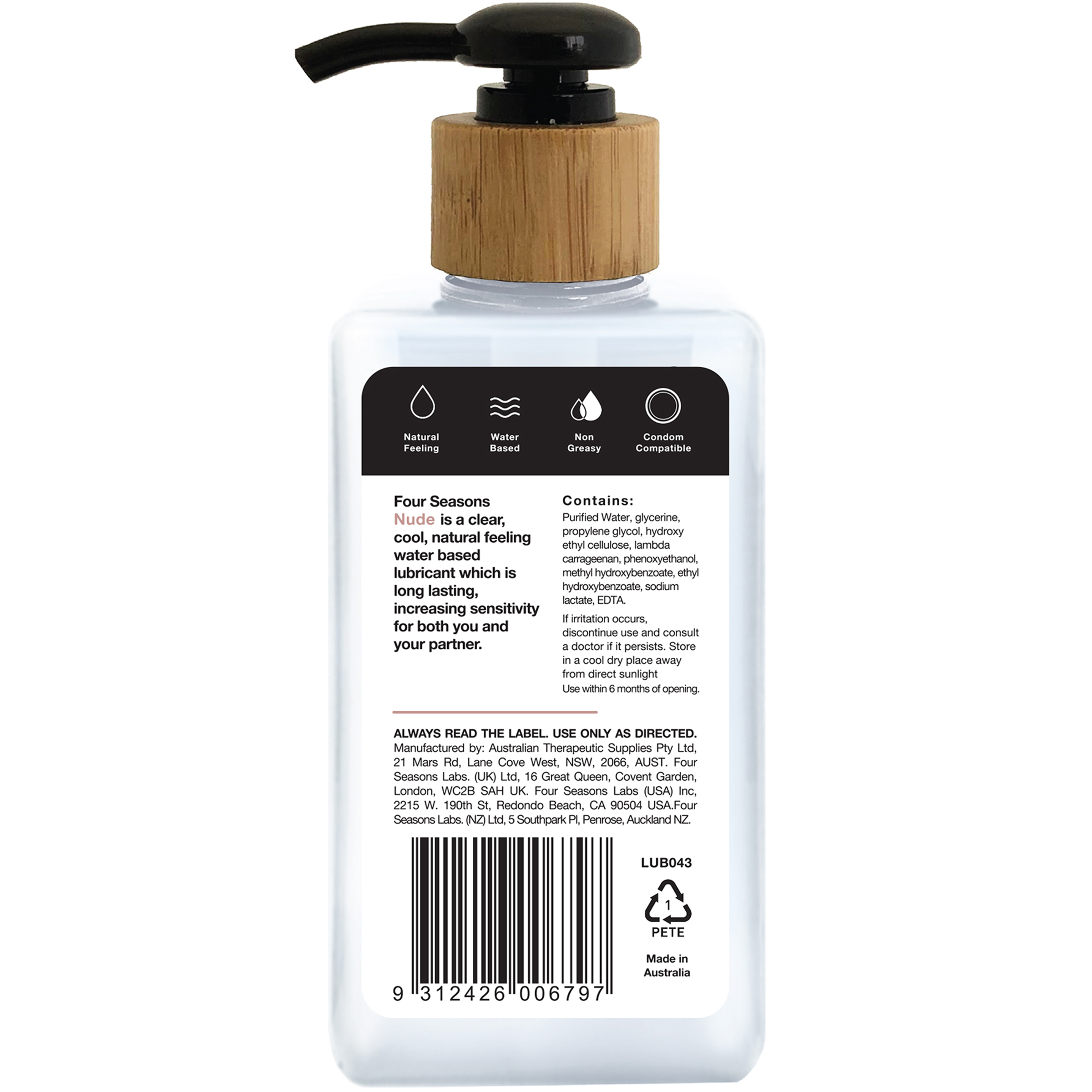 FOUR SEASONS NUDE LUBRICANT WATER-BASED 200ML - Image 2