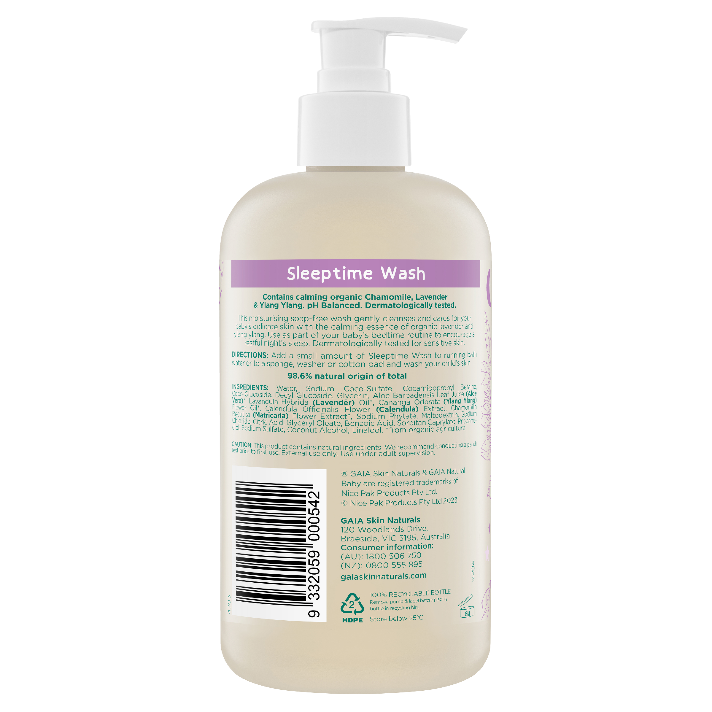 GAIA SLEEPTIME BATH WASH 500ML - Image 2