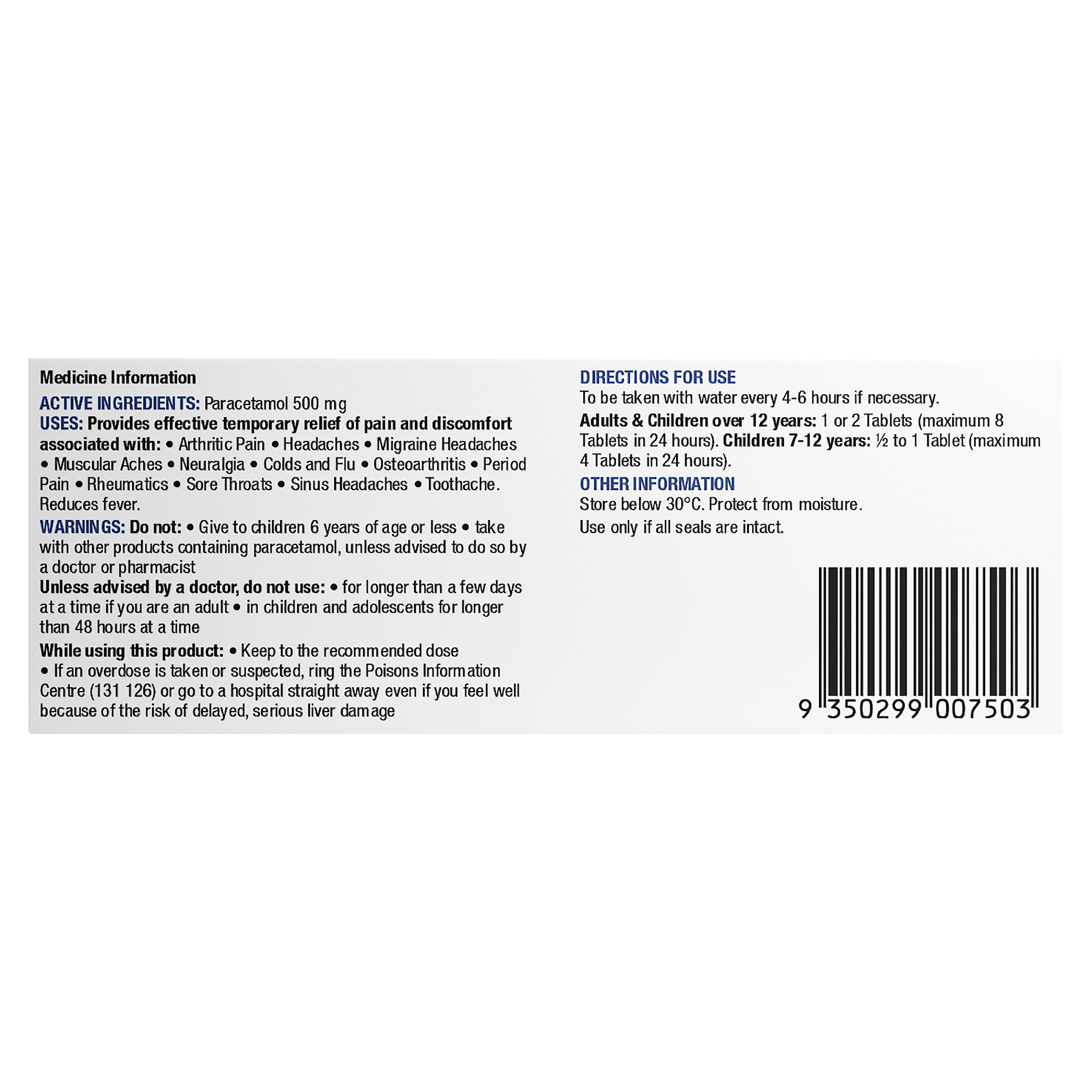 CHEMISTS OWN PARACETAMOL 50 TABLETS - Image 3