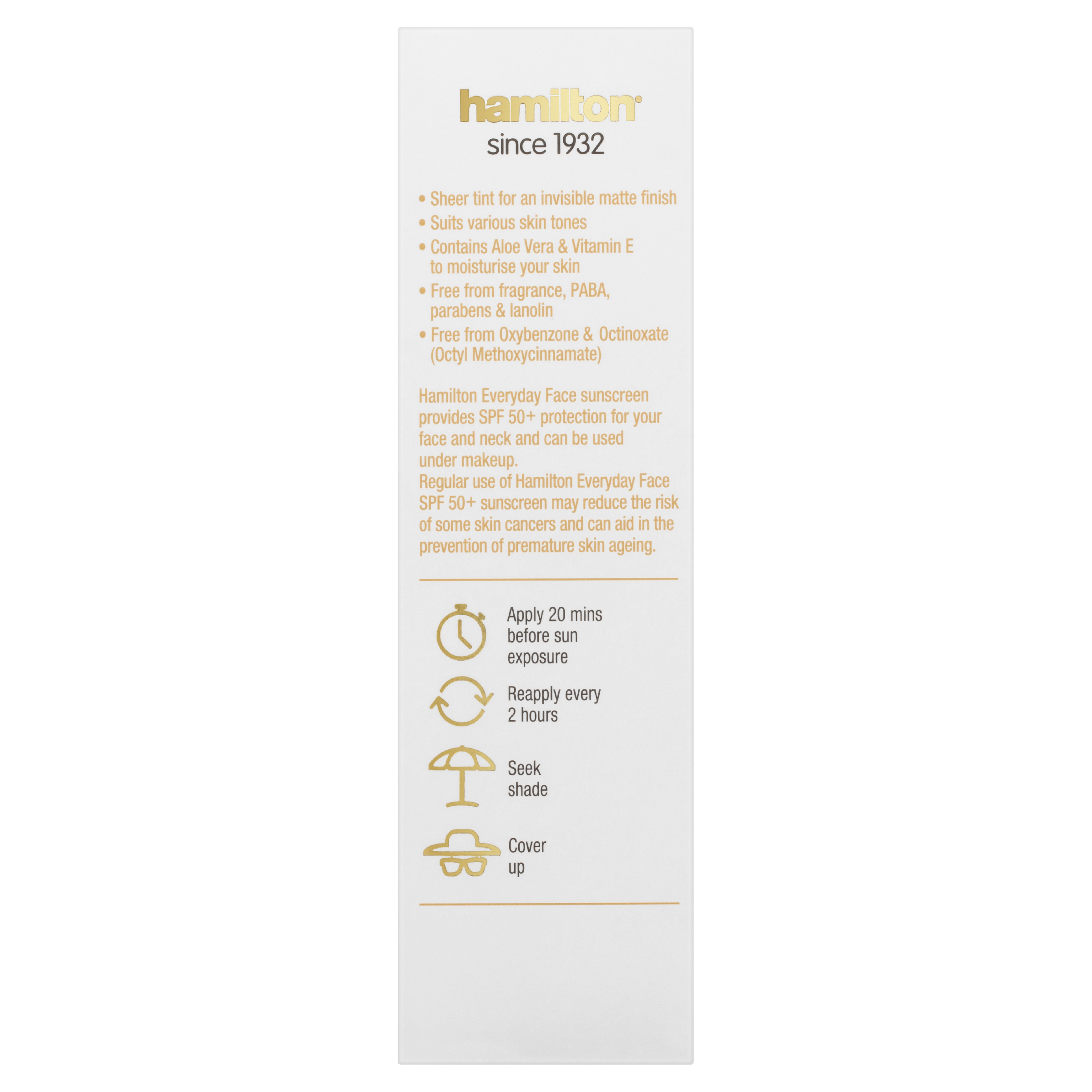 HAMILTON EVERY DAY FACE SUNSCREEN LOTION SPF50+ 75G - Image 3