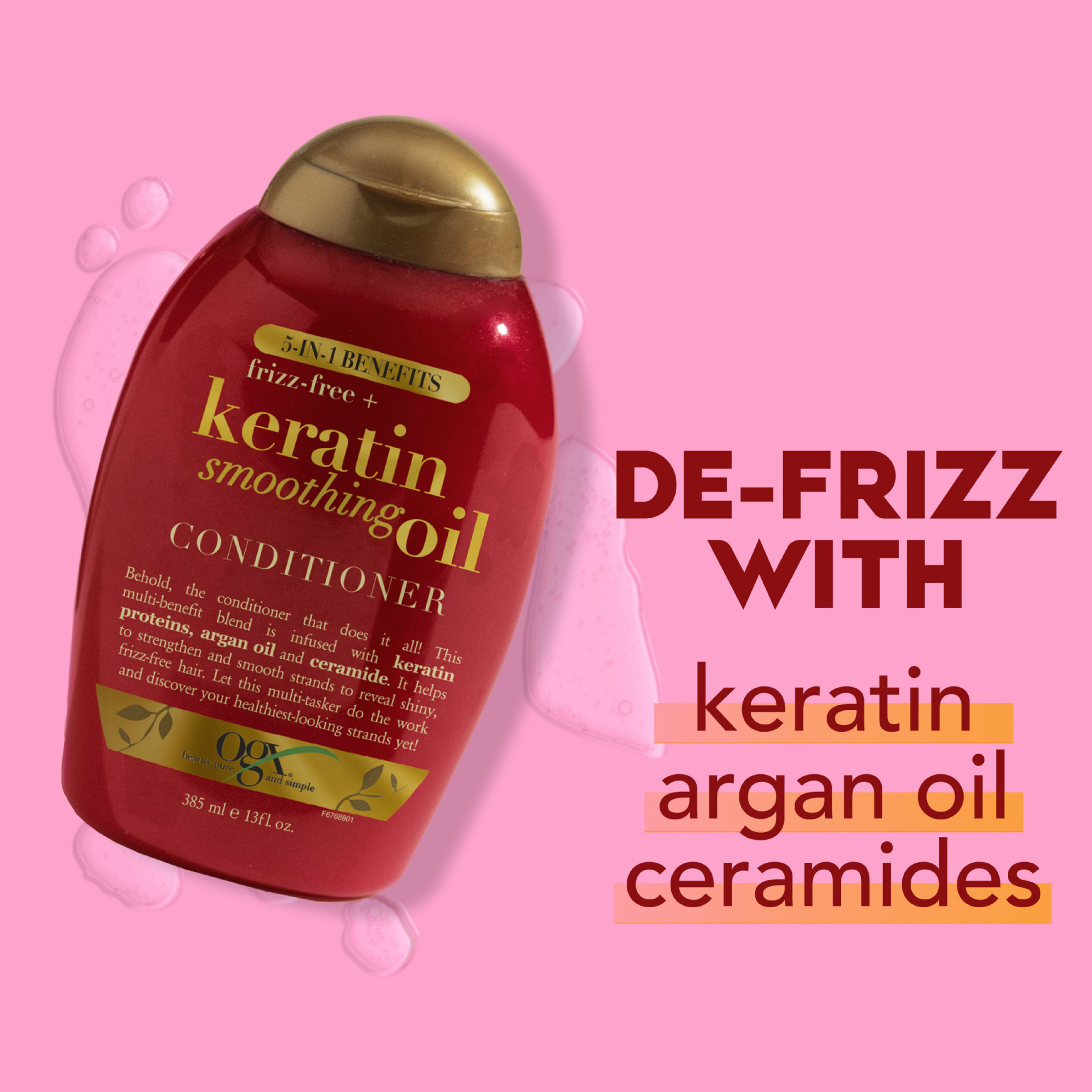 OGX 5IN1 BENEFITS FRIZZ FREE + KERATIN OIL CONDITIONER 385ML - Image 7