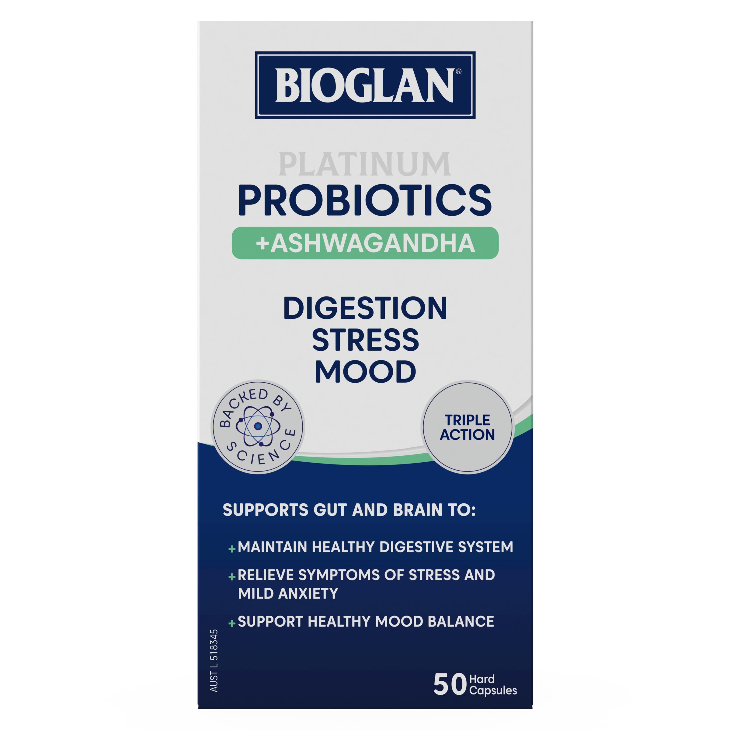 BIOGLAN PLATINUM PROBIOTICS + ASHWAGANDHA 50 CAPSULES - Image 2