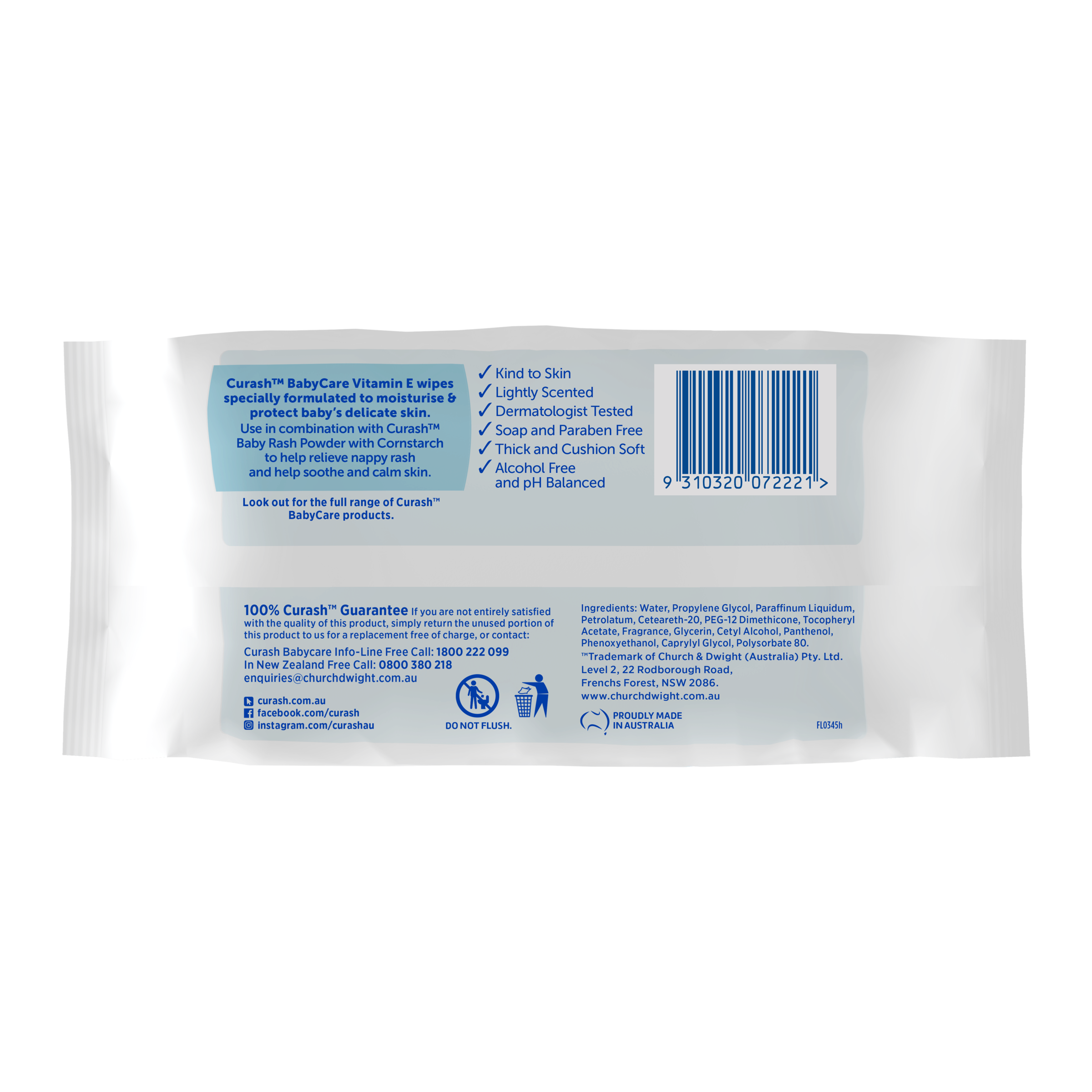 CURASH BABYCARE WIPES VITAMIN E 80 PACK - Image 4