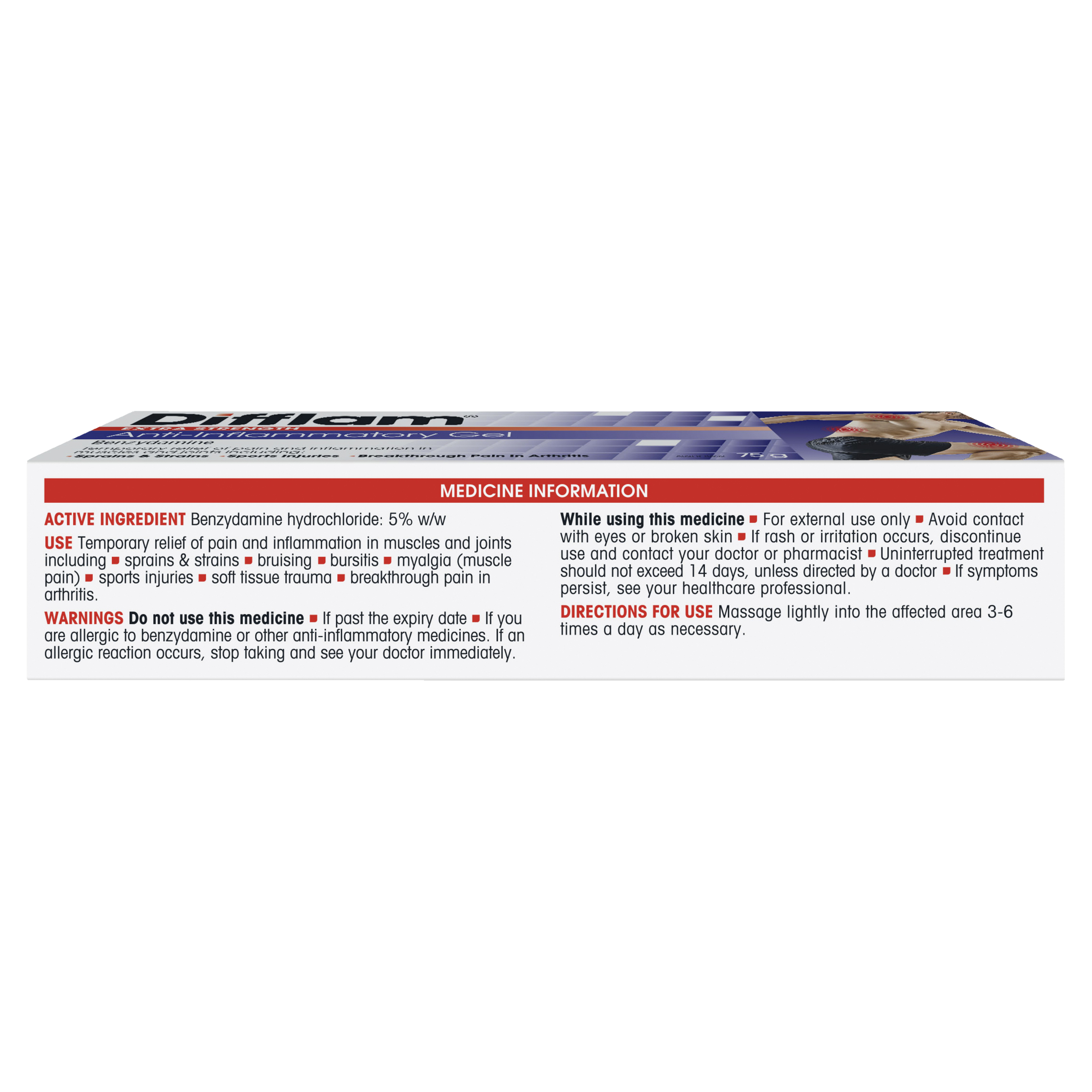 DIFFLAM ANTI INFLAMMATORY EXTRA STRENGTH 5% GEL 75G - Image 4