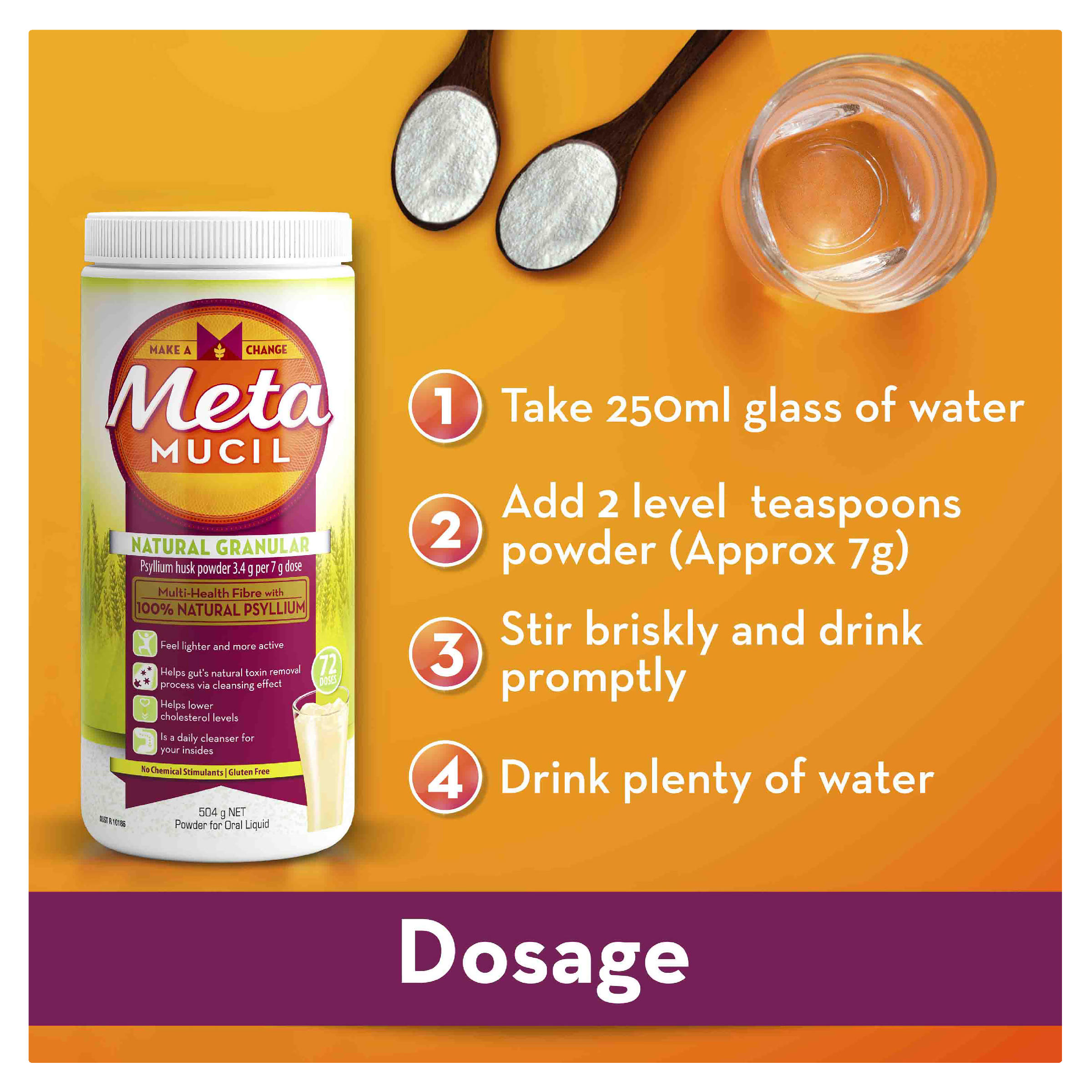 METAMUCIL NATURAL GRANULAR 504G 72 DOSES - Image 7