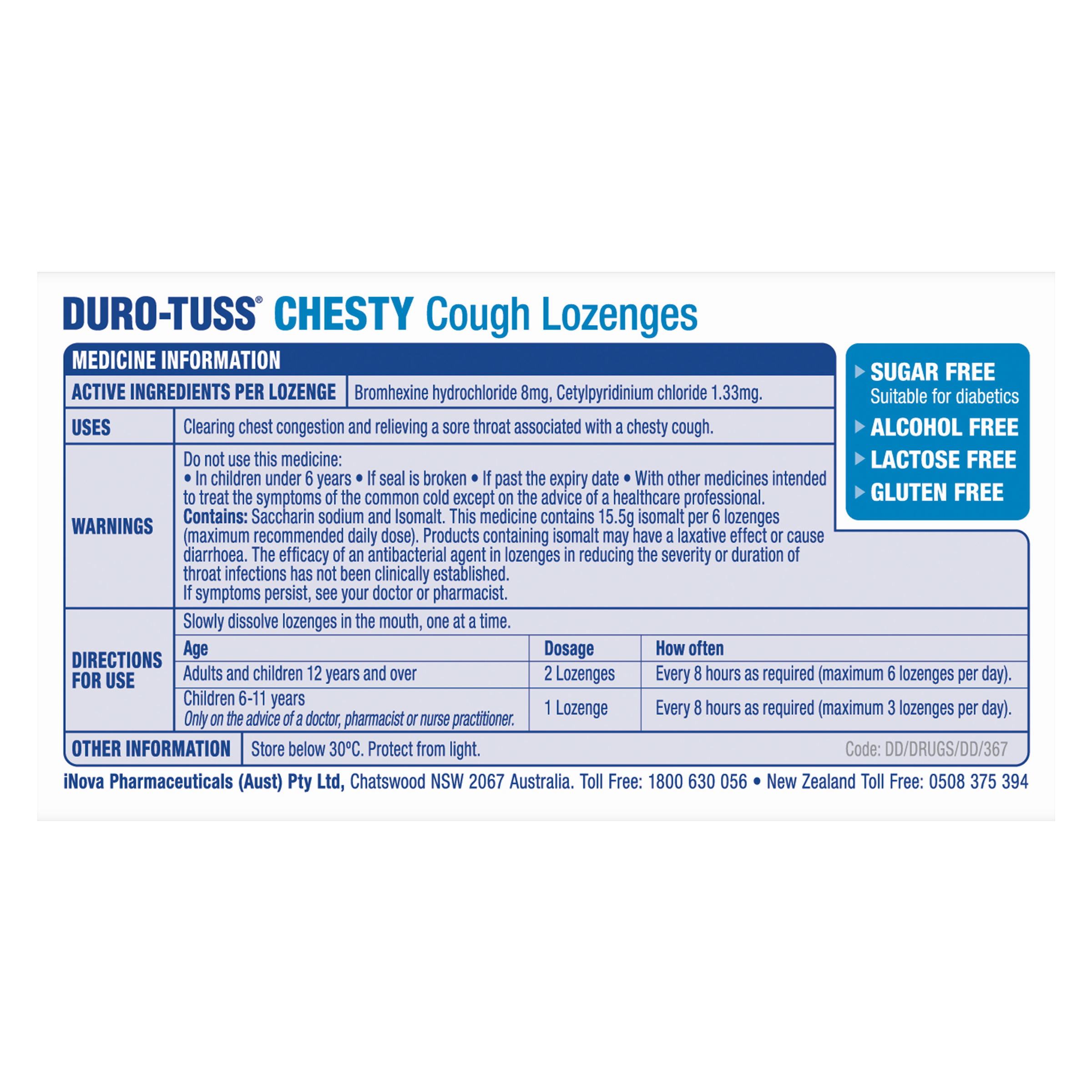 DURO-TUSS CHESTY COUGH LEMON SUGAR FREE 24 LOZENGES - Image 4