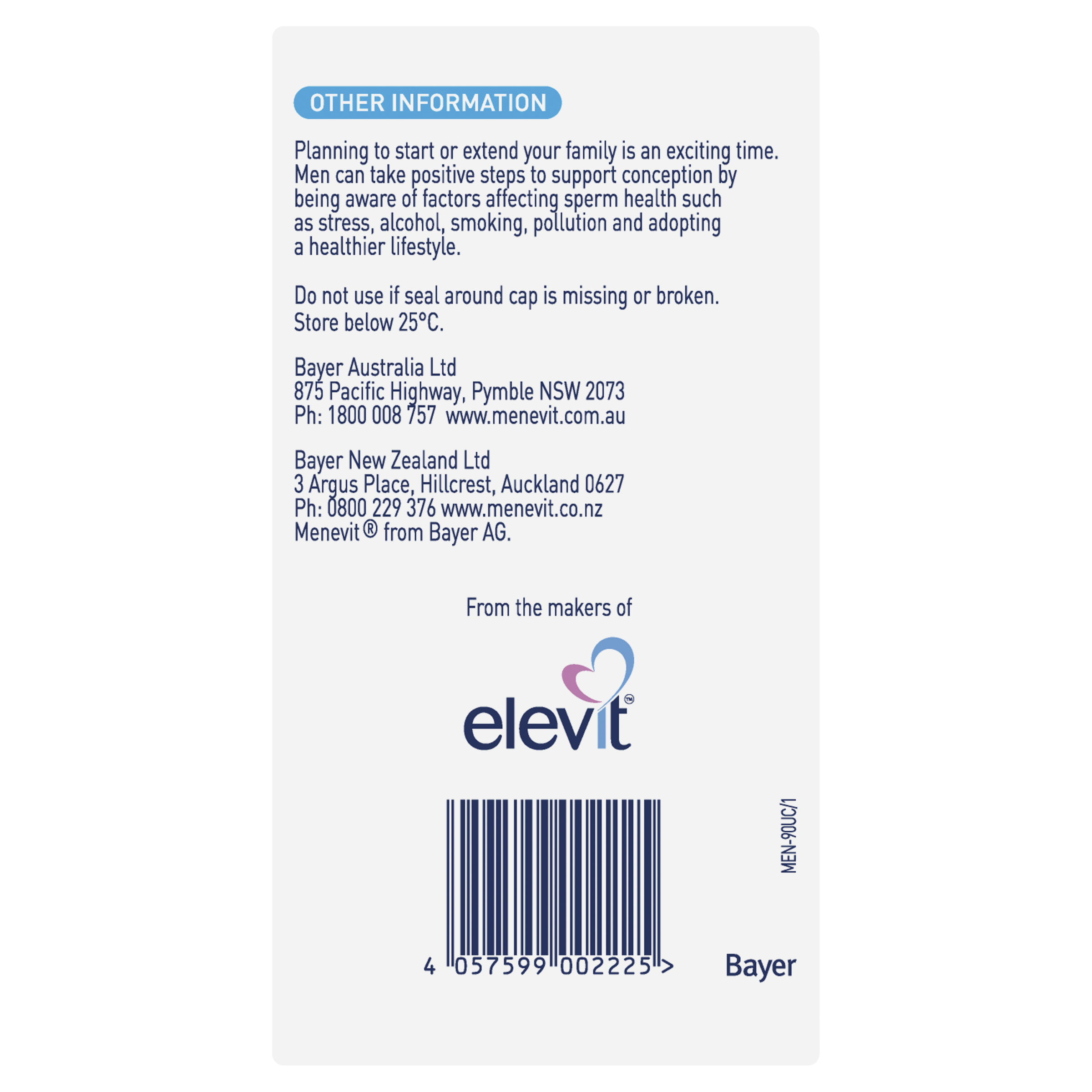 MENEVIT PRE-CONCEPTION SPERM HEALTH 90 CAPSULES - Image 3