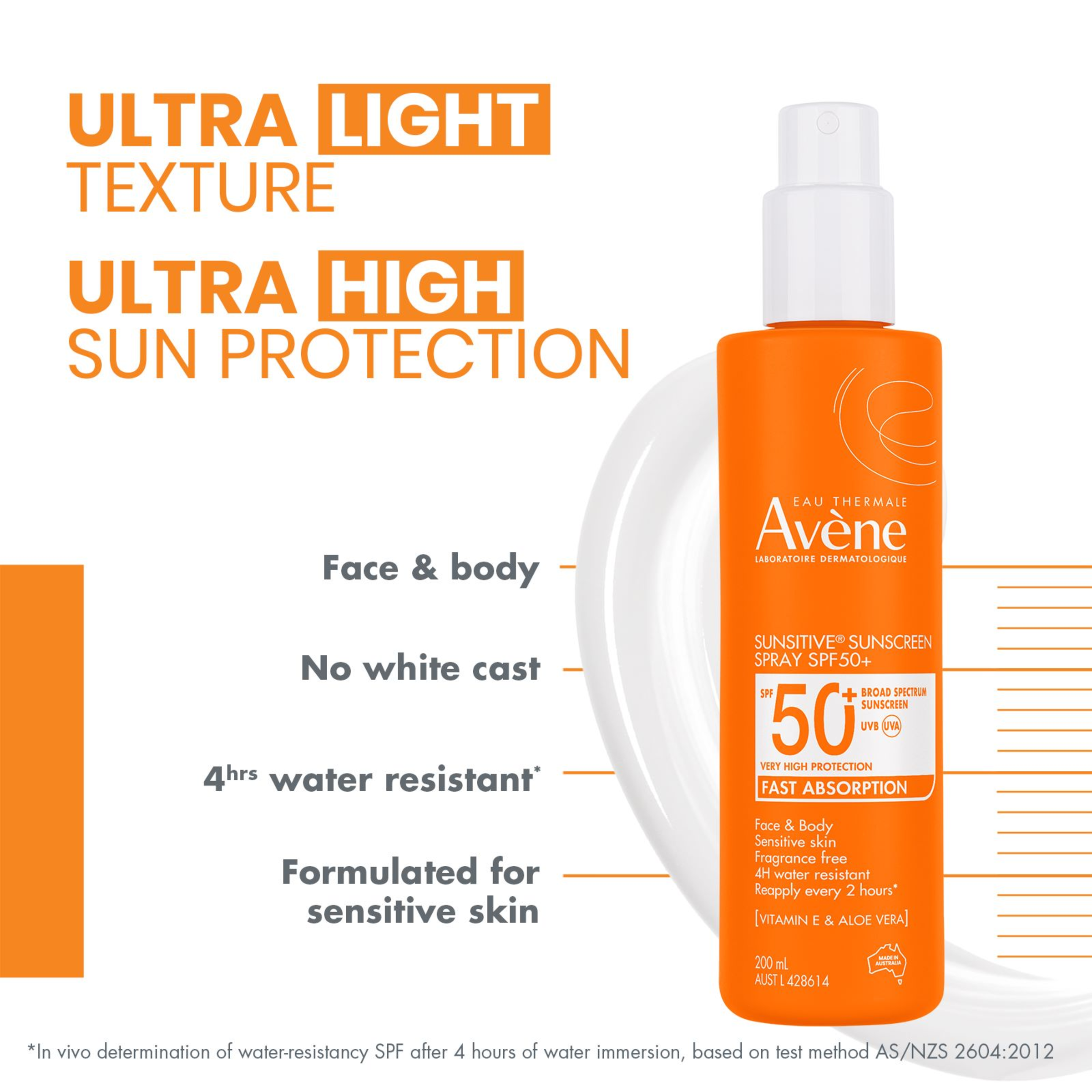 AVENE SUNSITIVE SUNSCREEN SPRAY SPF 50+ 200ML - Image 2