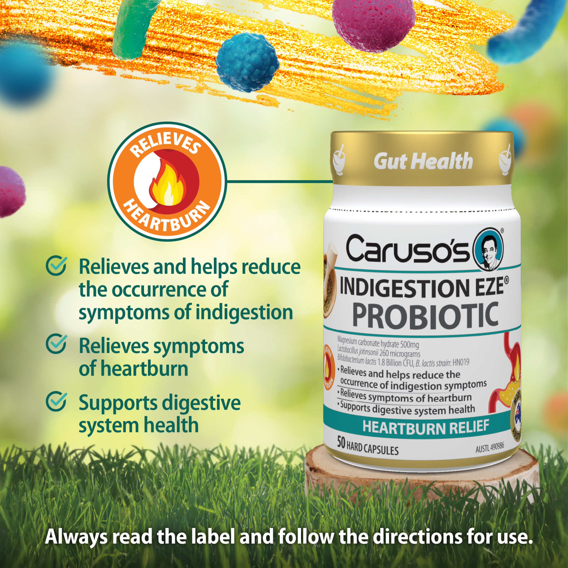 CARUSOS INDIGESTION EZE PROBIOTIC 50 CAPSULES - Image 2
