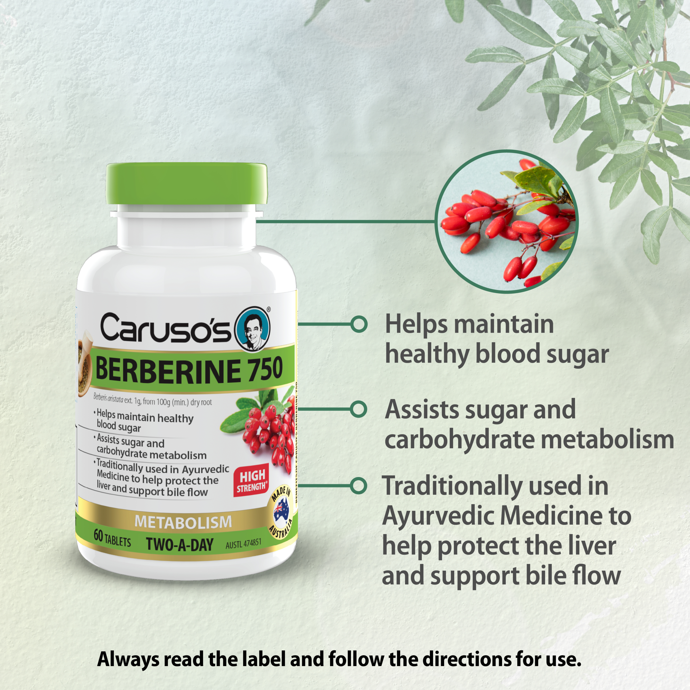 CARUSOS BERBERINE 750 60 TABLETS - Image 3