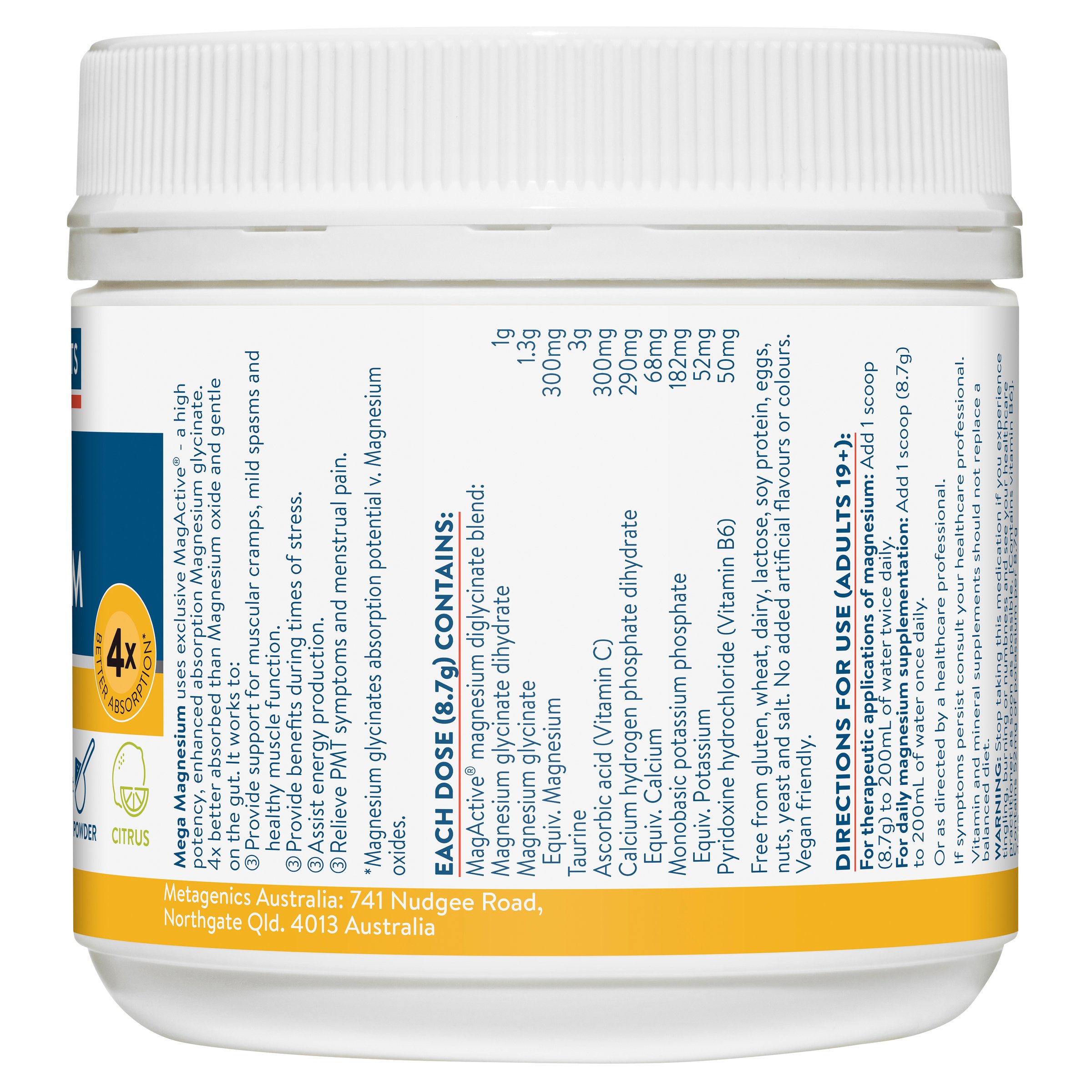 ETHICAL NUTRIENTS MEGA MAGNESIUM CITRUS POWDER 200G - Image 2