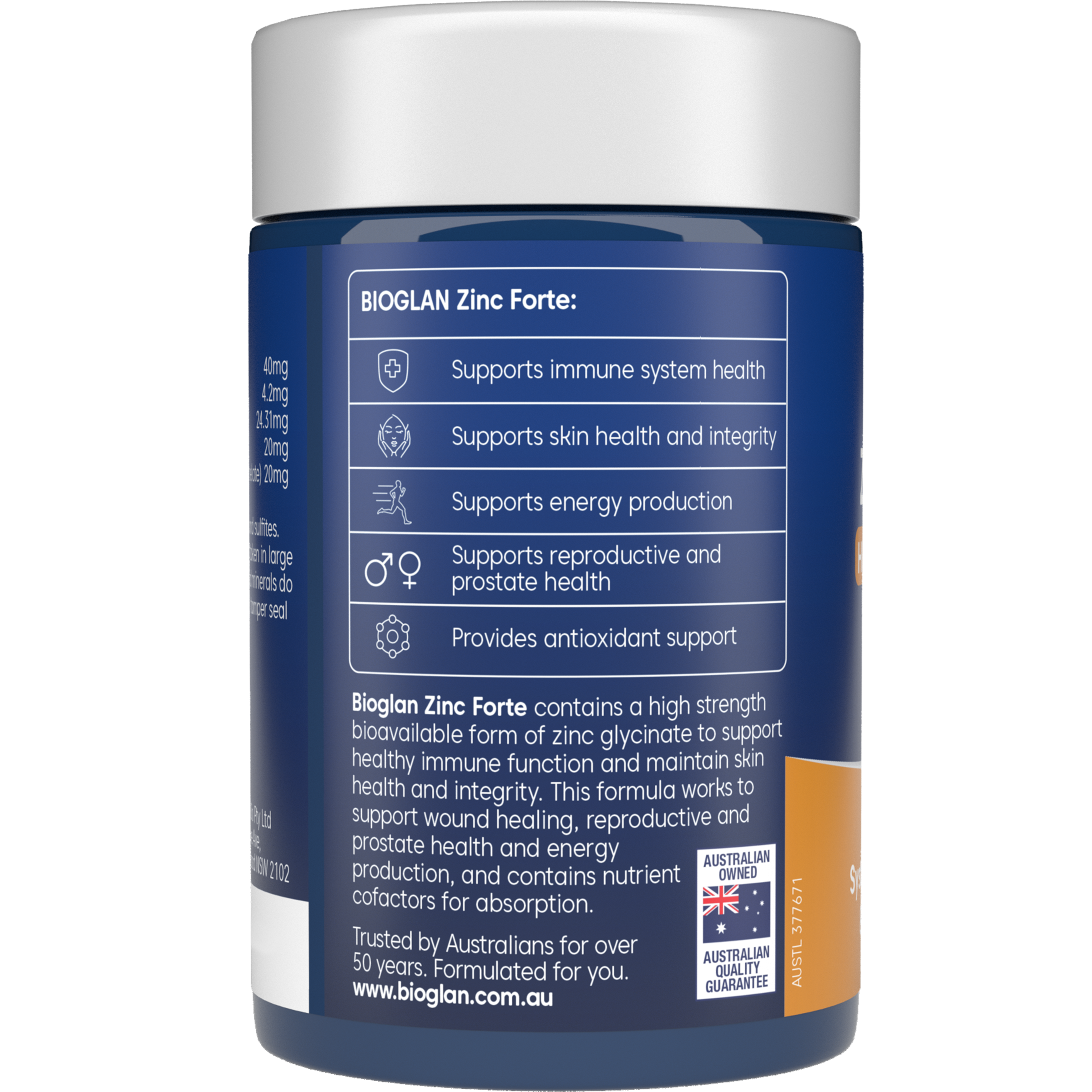 BIOGLAN ZINC FORTE 40MG 60 TABLETS - Image 2