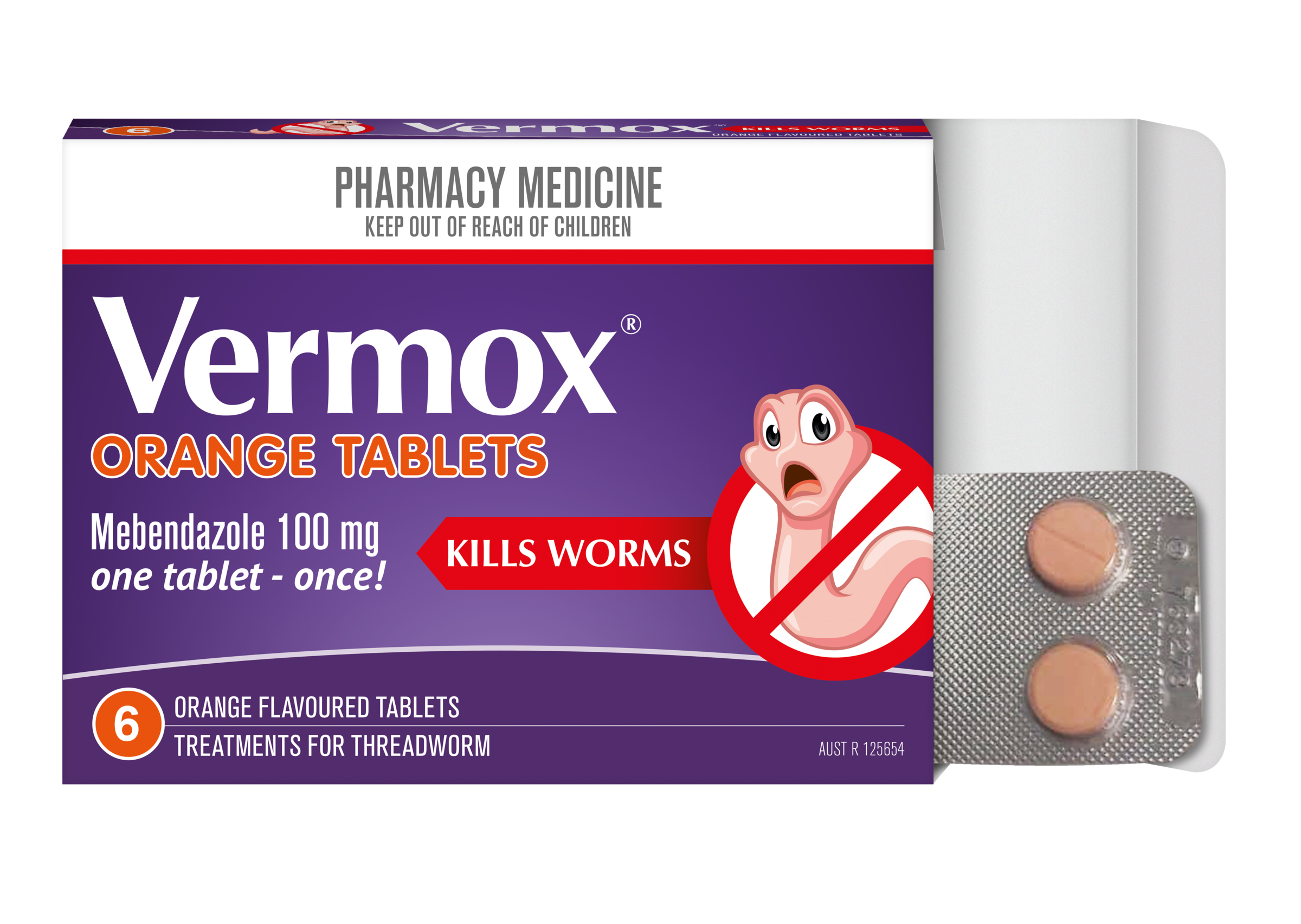 VERMOX ORANGE THREADWORM TREATMENT 6 TABLETS - Image 3