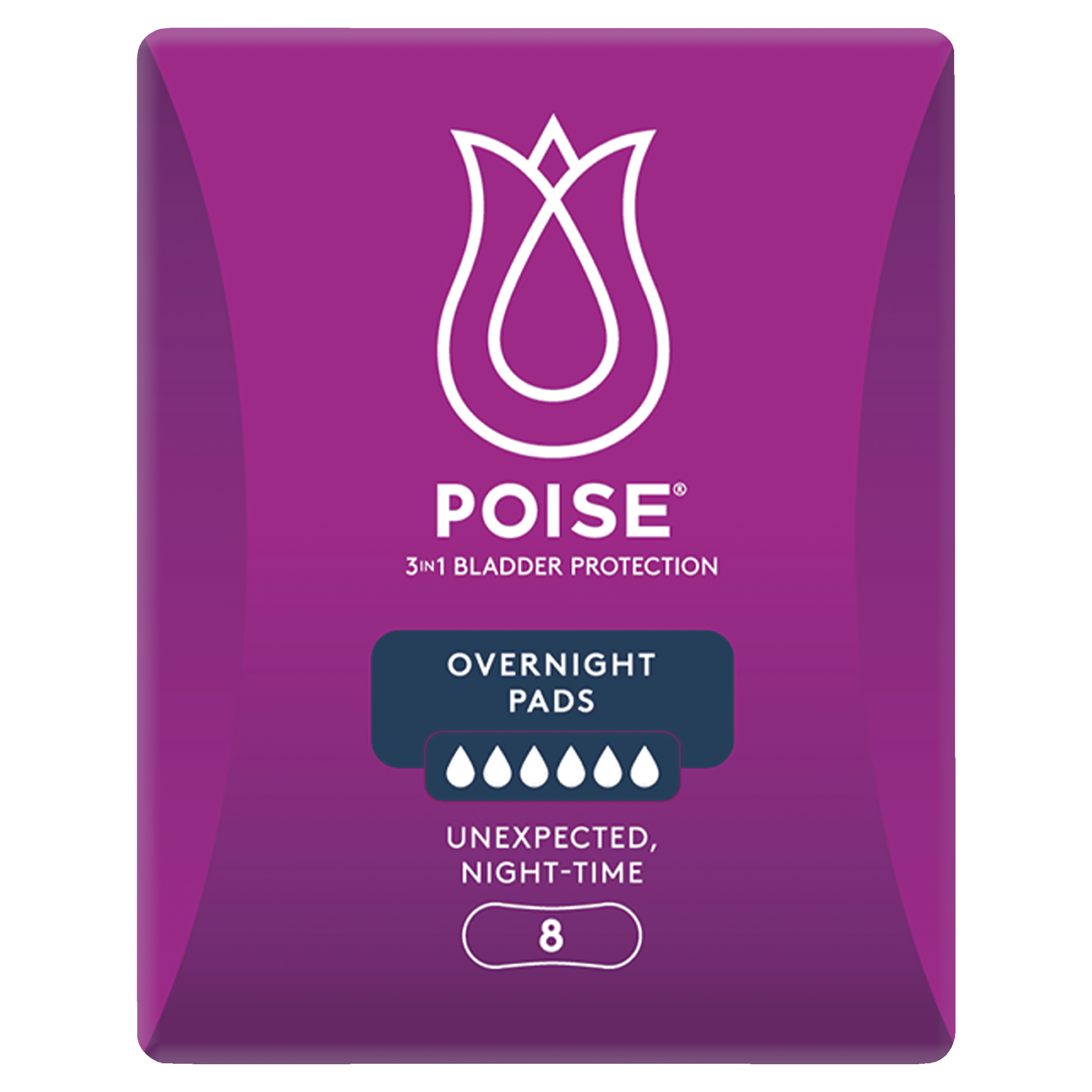 POISE 3-IN-1 PADS OVERNIGHT 6D 8 PACK - Image 2