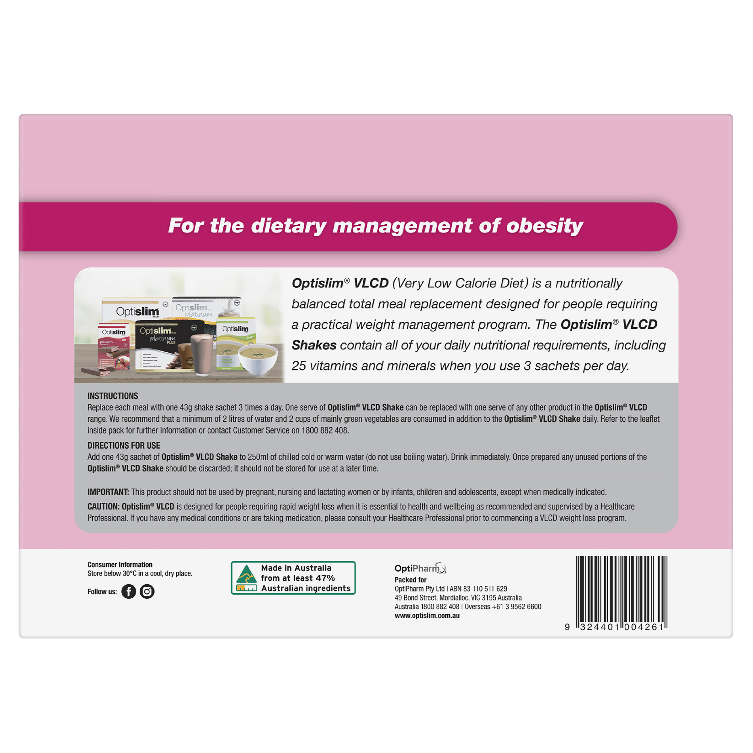 OPTISLIM VLCD SHAKE STRAWBERRY 43G 21 PACK - Image 4