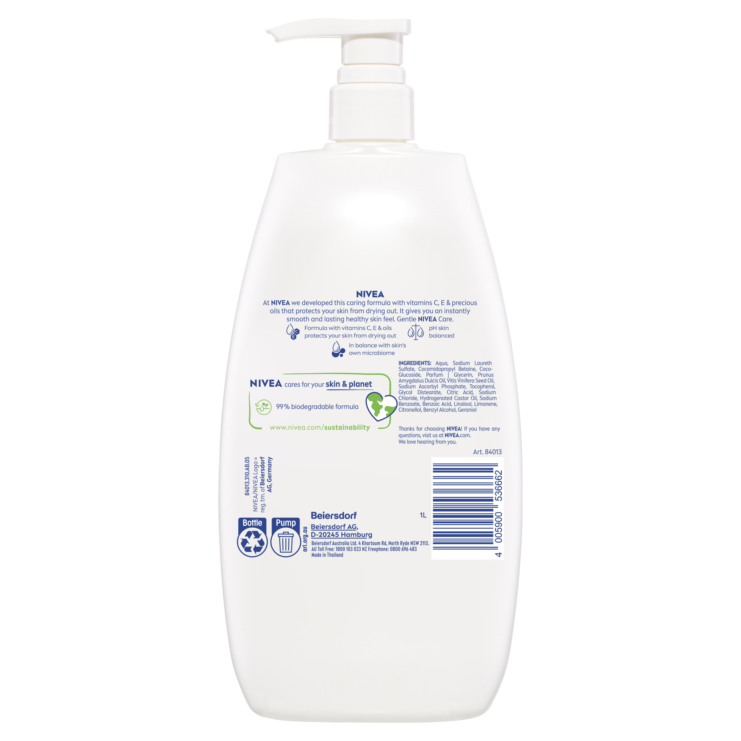 NIVEA SHOWER CREME BODY WASH NOURISHING RICH MOISTURE SOFT 1 LITRE - Image 2