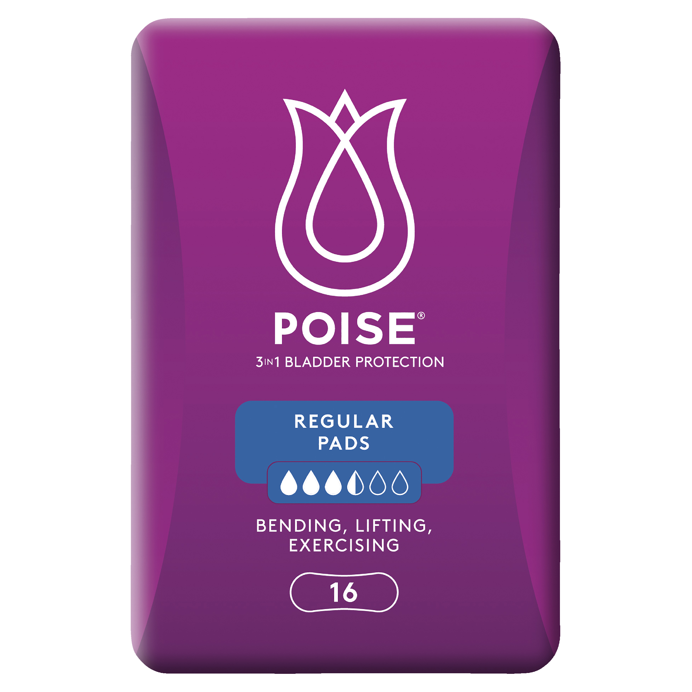 POISE 3-IN-1 PADS REGULAR 3.5D 16 PACK - Image 2