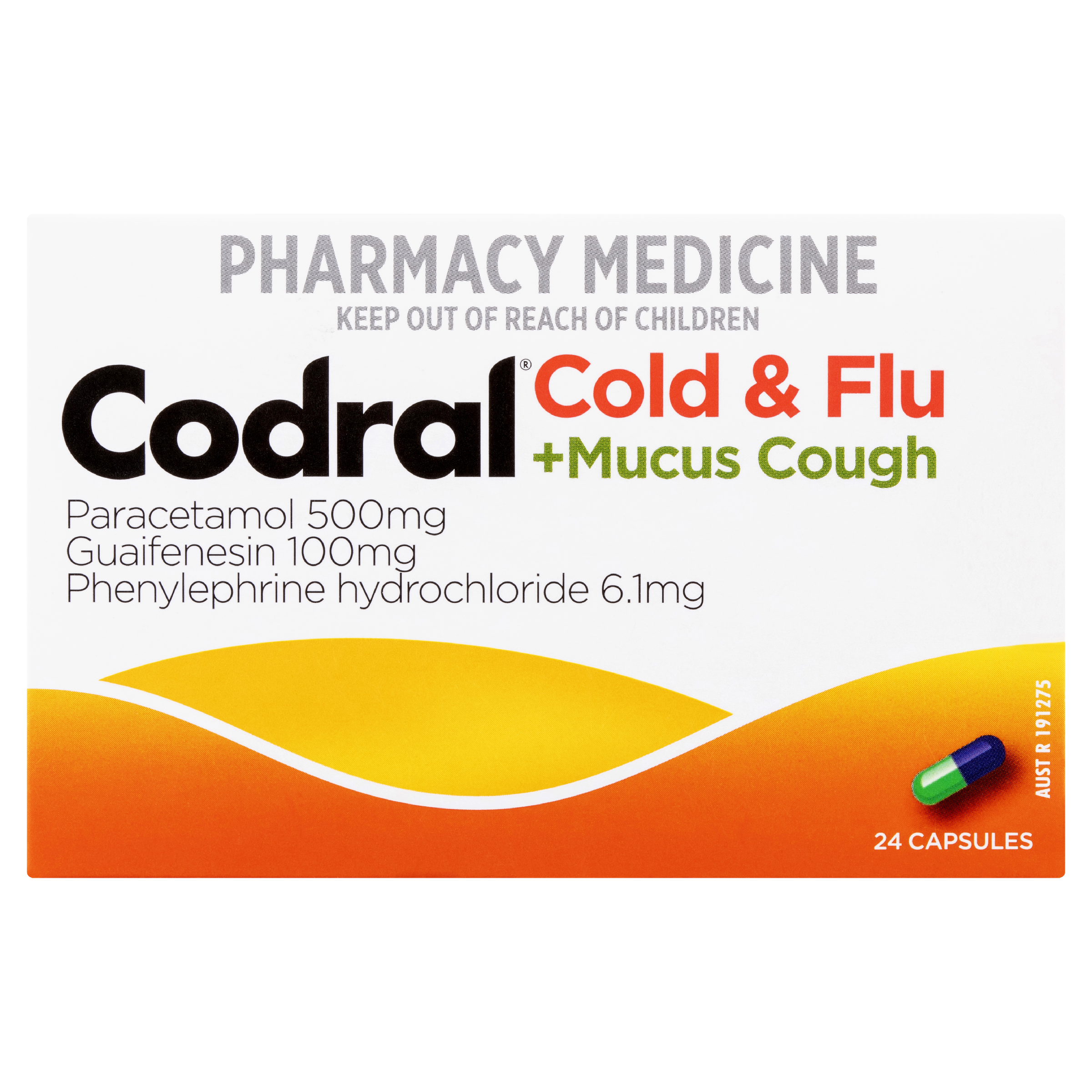 CODRAL PE COLD & FLU + MUCUS COUGH 24 CAPSULES - Image 2