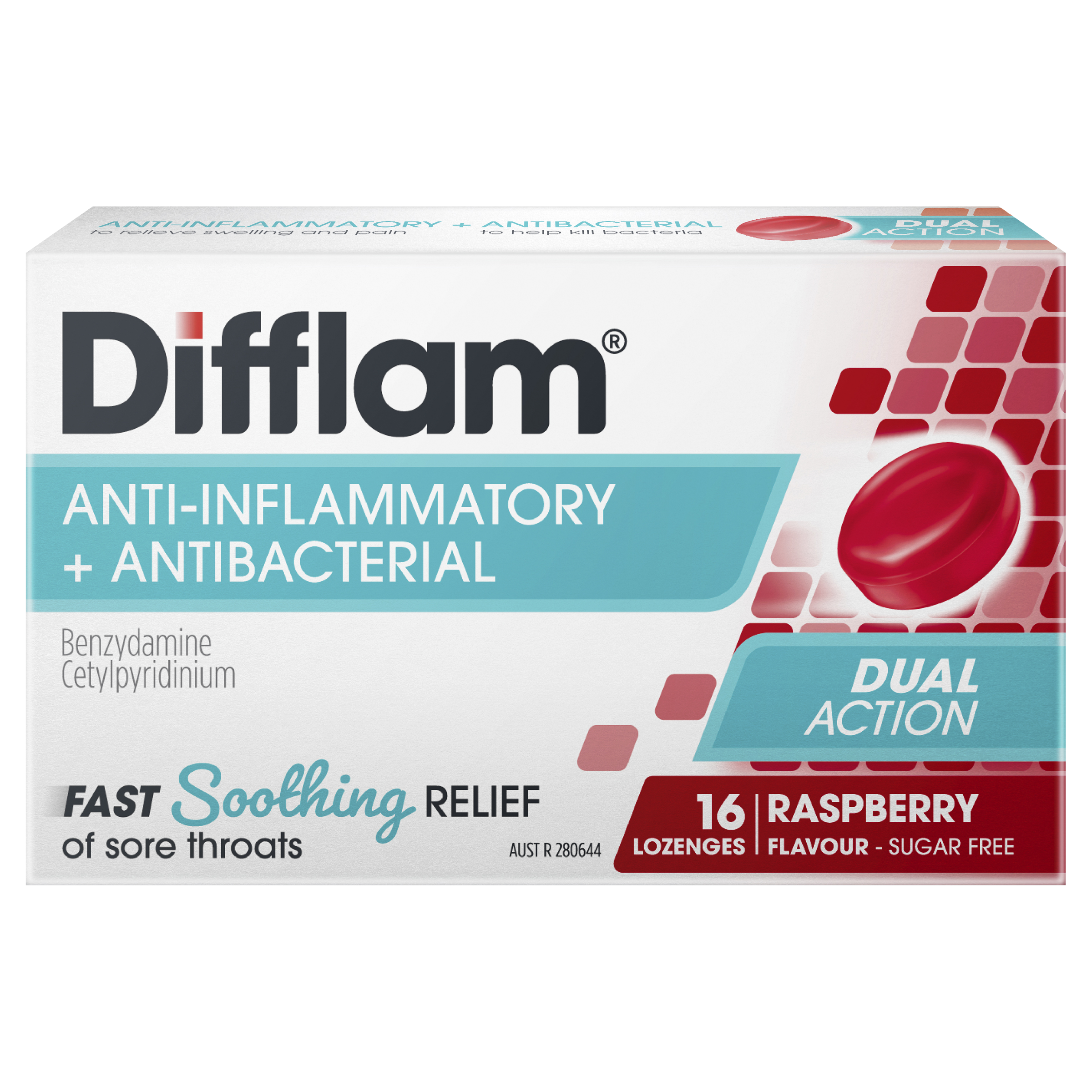 DIFFLAM RASPBERRY SUGAR FREE 16 LOZENGES - Image 2