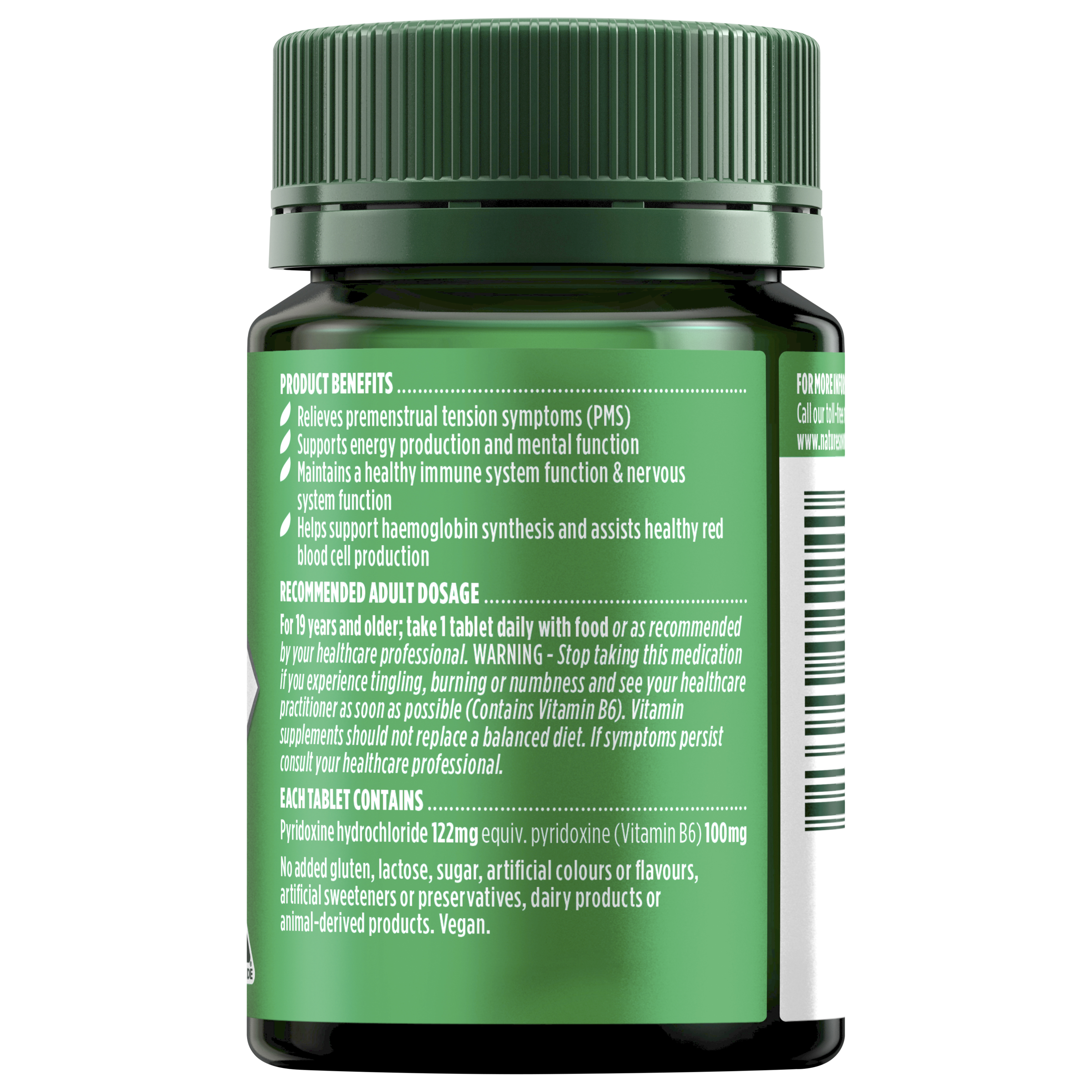 NATURES OWN VITAMIN B6 100MG 60 TABLETS - Image 2