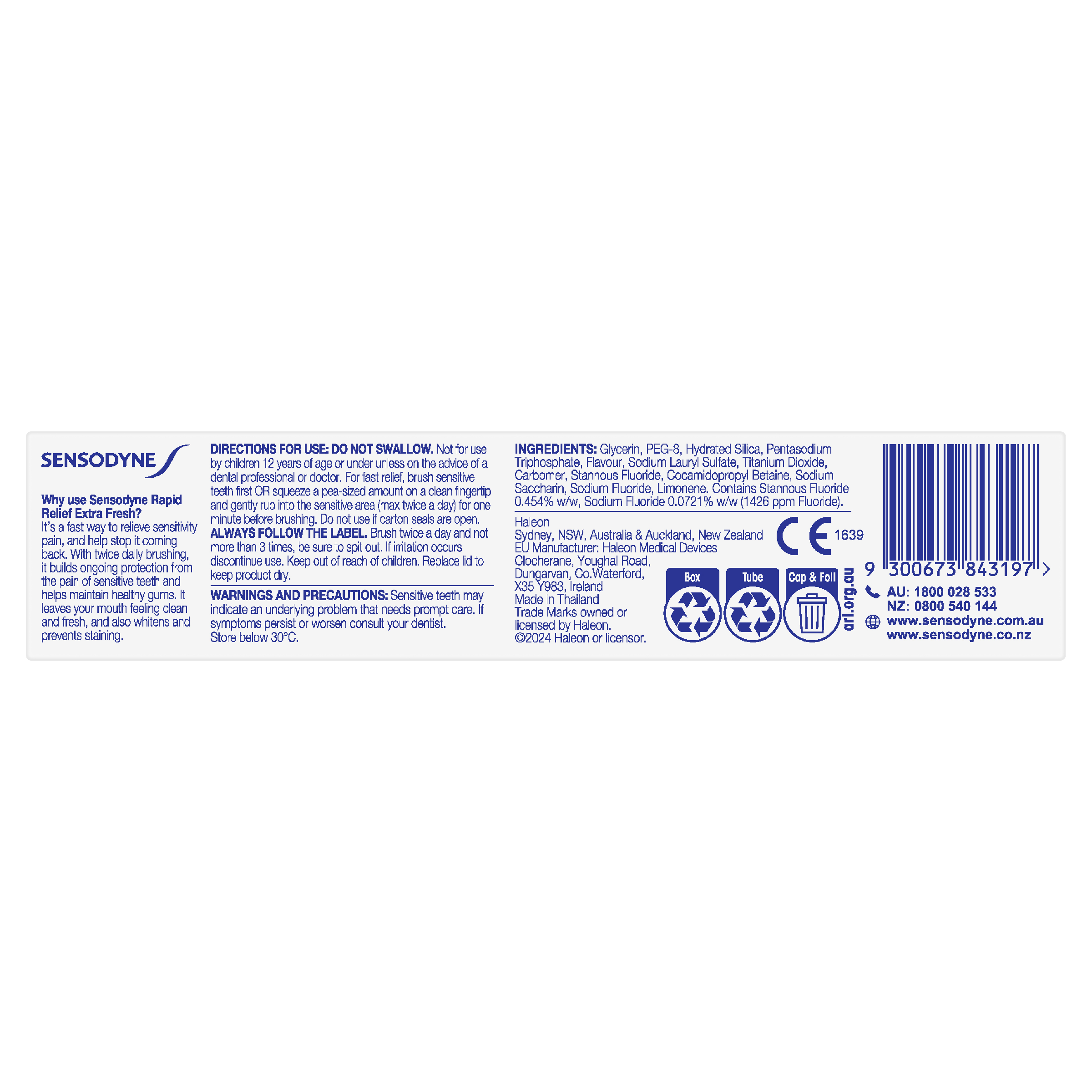 SENSODYNE TOOTHPASTE RAPID RELIEF EXTRA FRESH 100G - Image 6
