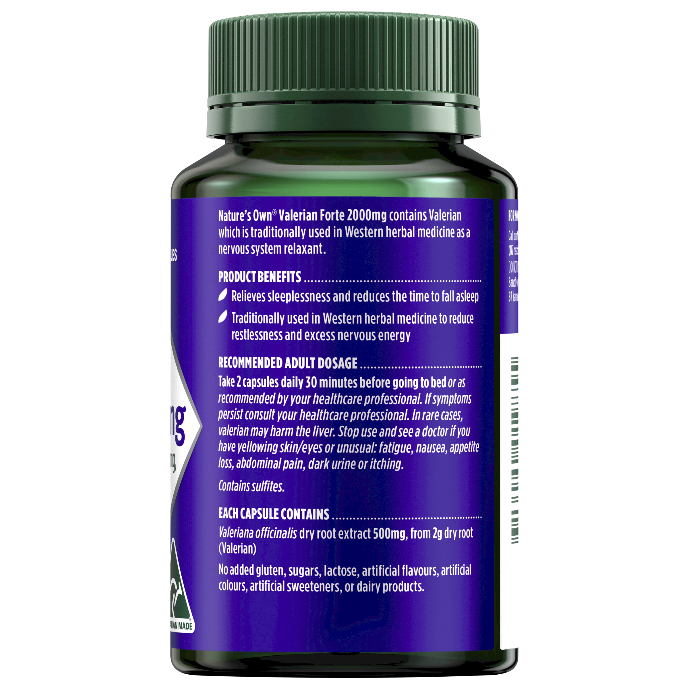 NATURES OWN VALERIAN FORTE 2000MG 60 CAPSULES - Image 2