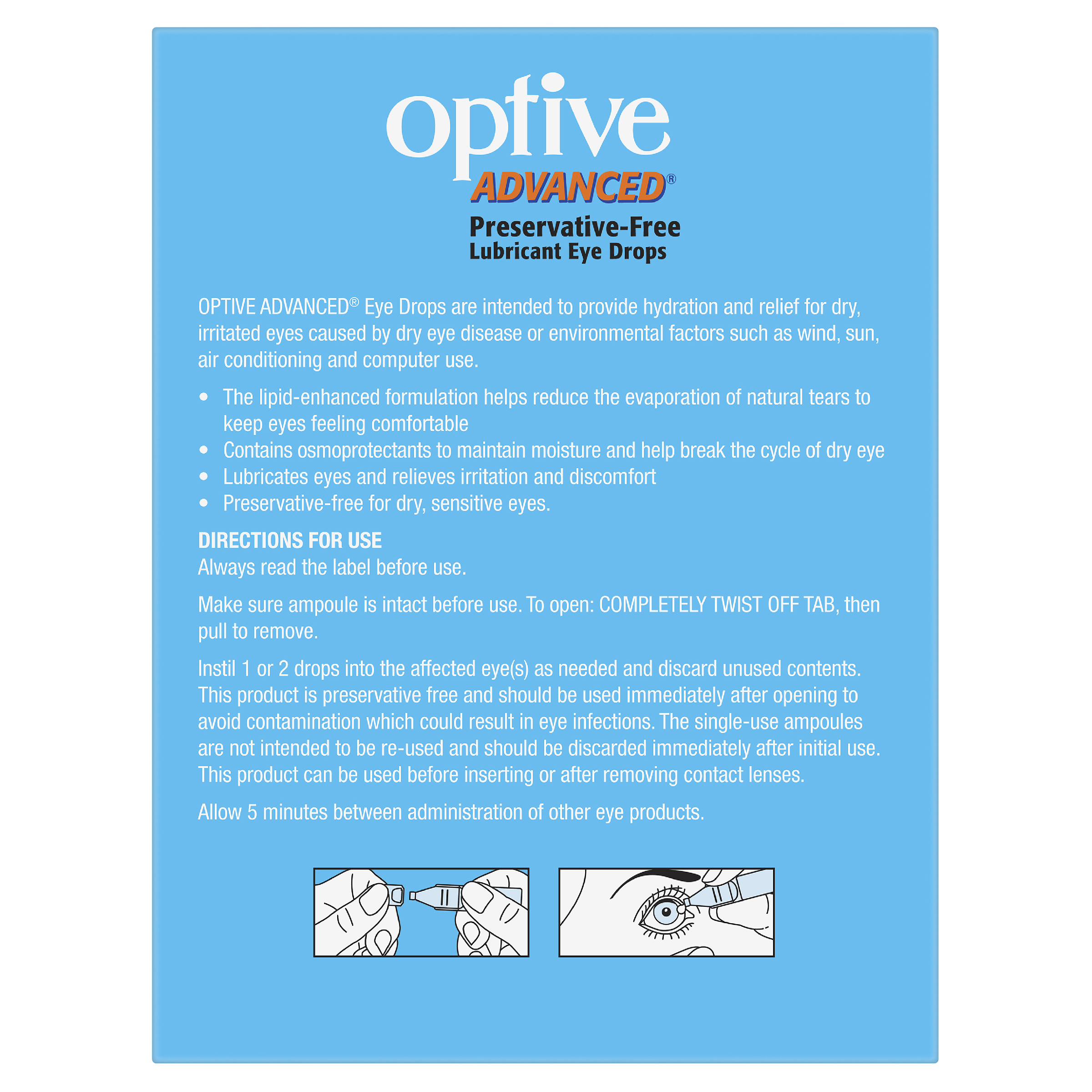 OPTIVE ADVANCED LUBRICANT EYE DROPS  0.4ML 30 PACK - Image 4
