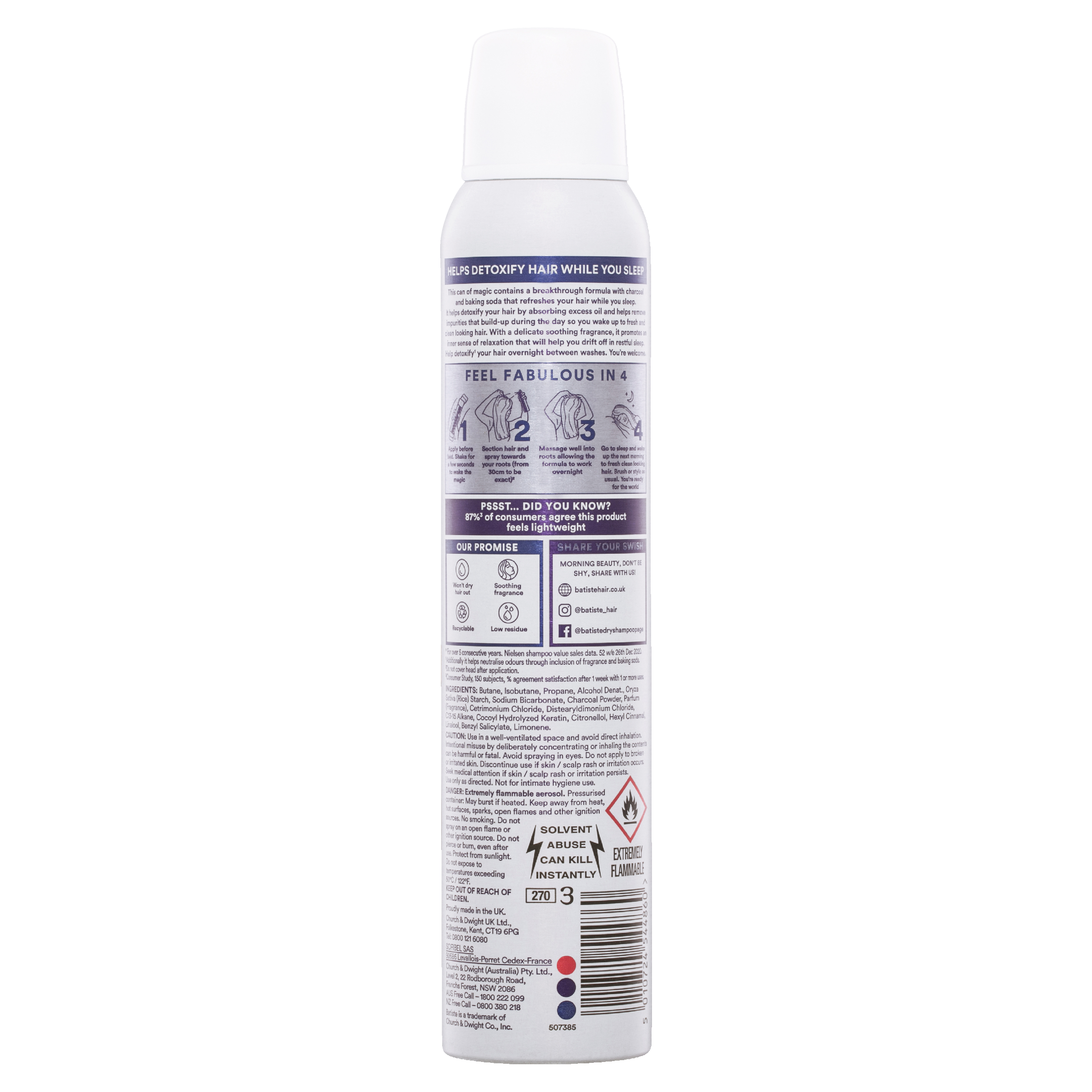 BATISTE OVERNIGHT DEEP CLEANSE DRY SHAMPOO SPRAY 200ML - Image 2