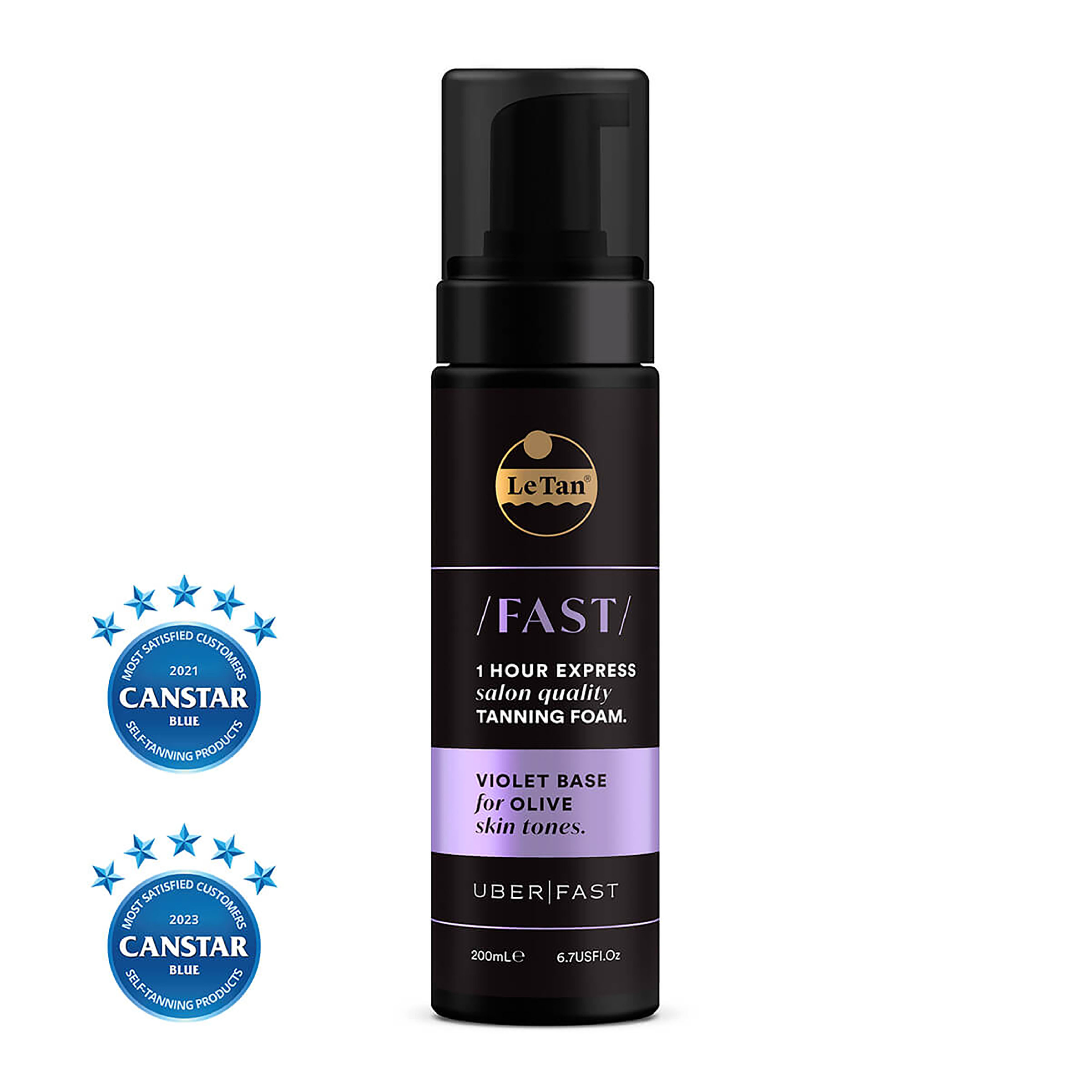 LE TAN FAST TANNING FOAM 1HR EXPRESS VIOLET OLIVE SKIN 200ML - Image 4
