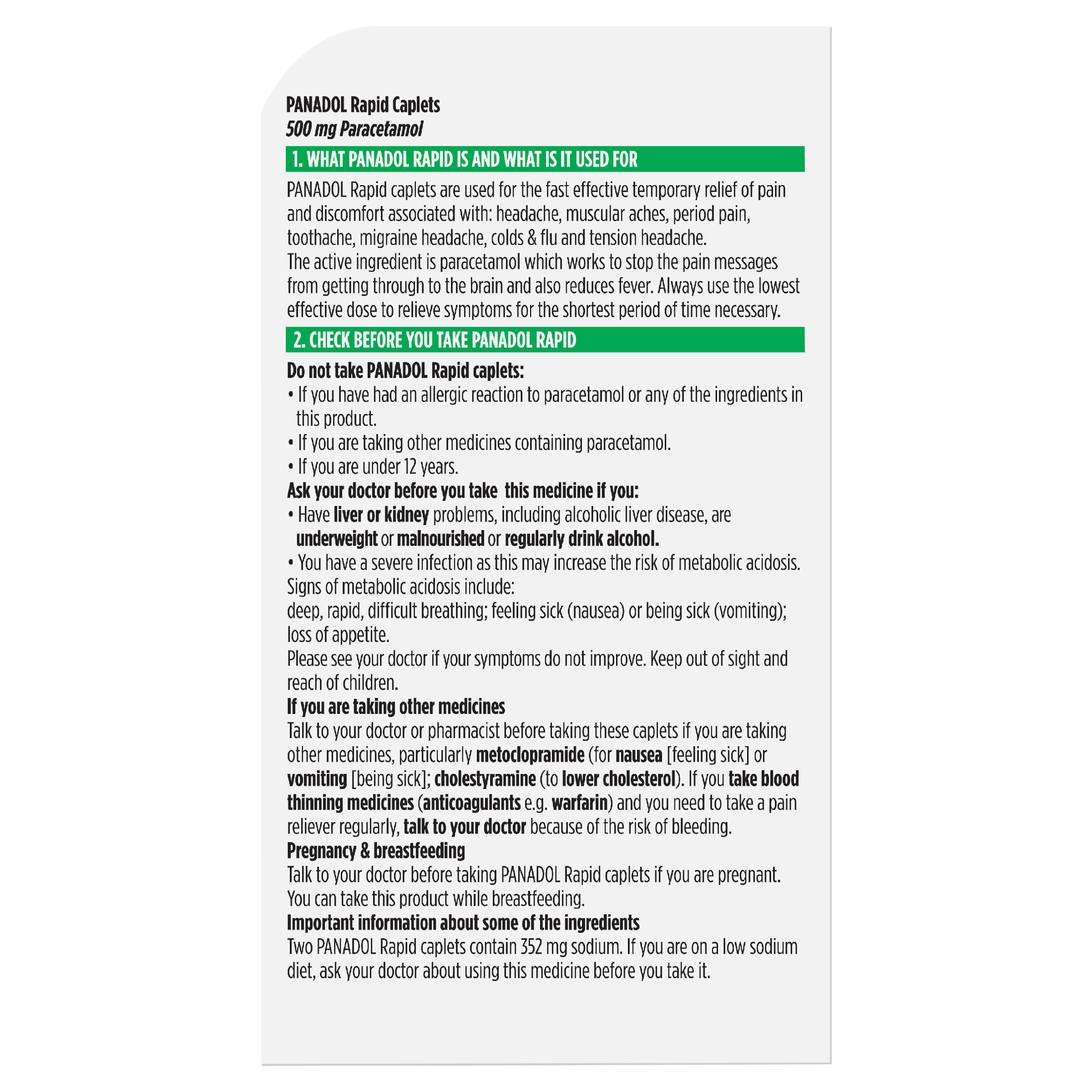 PANADOL RAPID 500MG 8 CAPLETS - Image 3