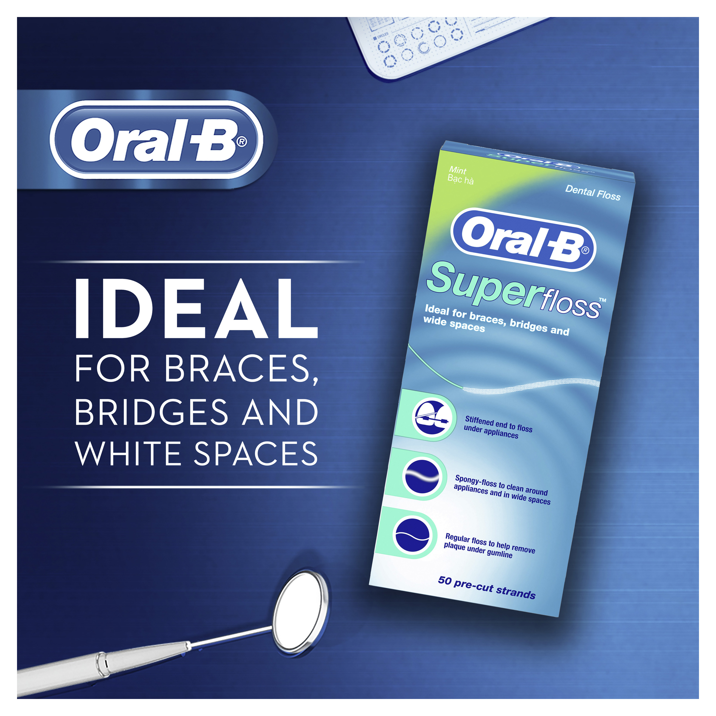 ORAL-B SUPERFLOSS PRE-CUT STRANDS 50 PACK - Image 7