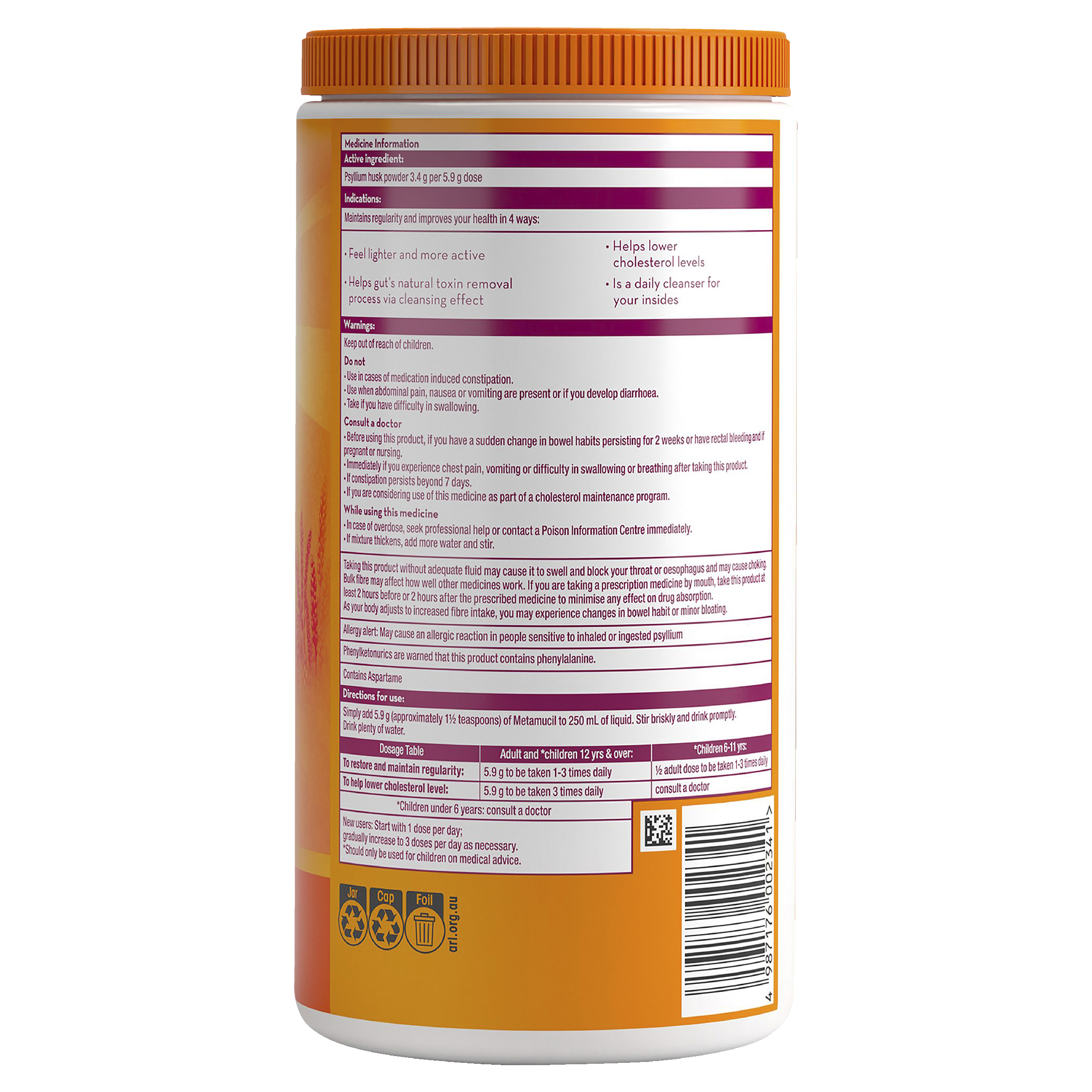 METAMUCIL ORANGE SMOOTH 673G 114 DOSES - Image 2