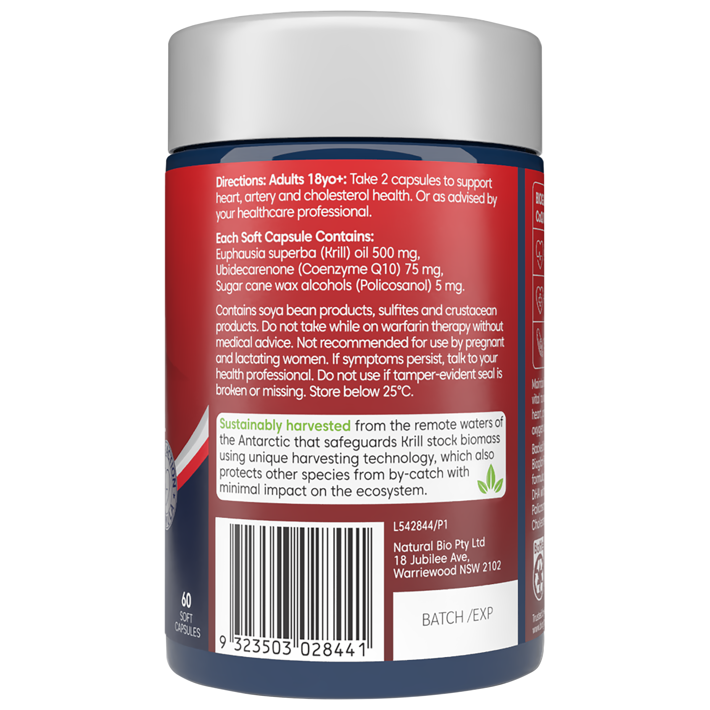 BIOGLAN RED KRILL OIL ACTIVE HEART 60 TABLETS - Image 3
