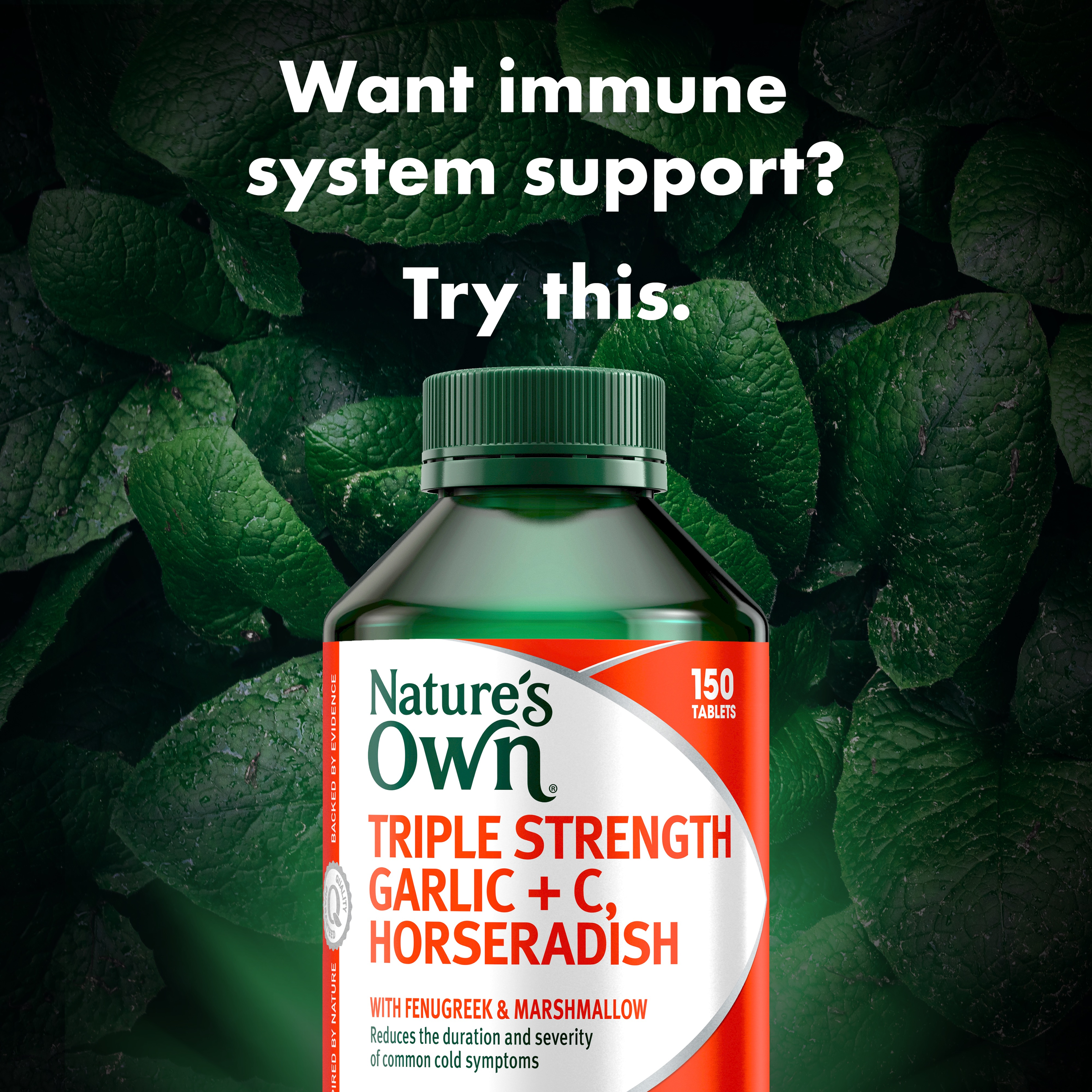 NATURES OWN TRIPLE STRENGTH GARLIC + C HORSERADISH TABLETS 150 - Image 3
