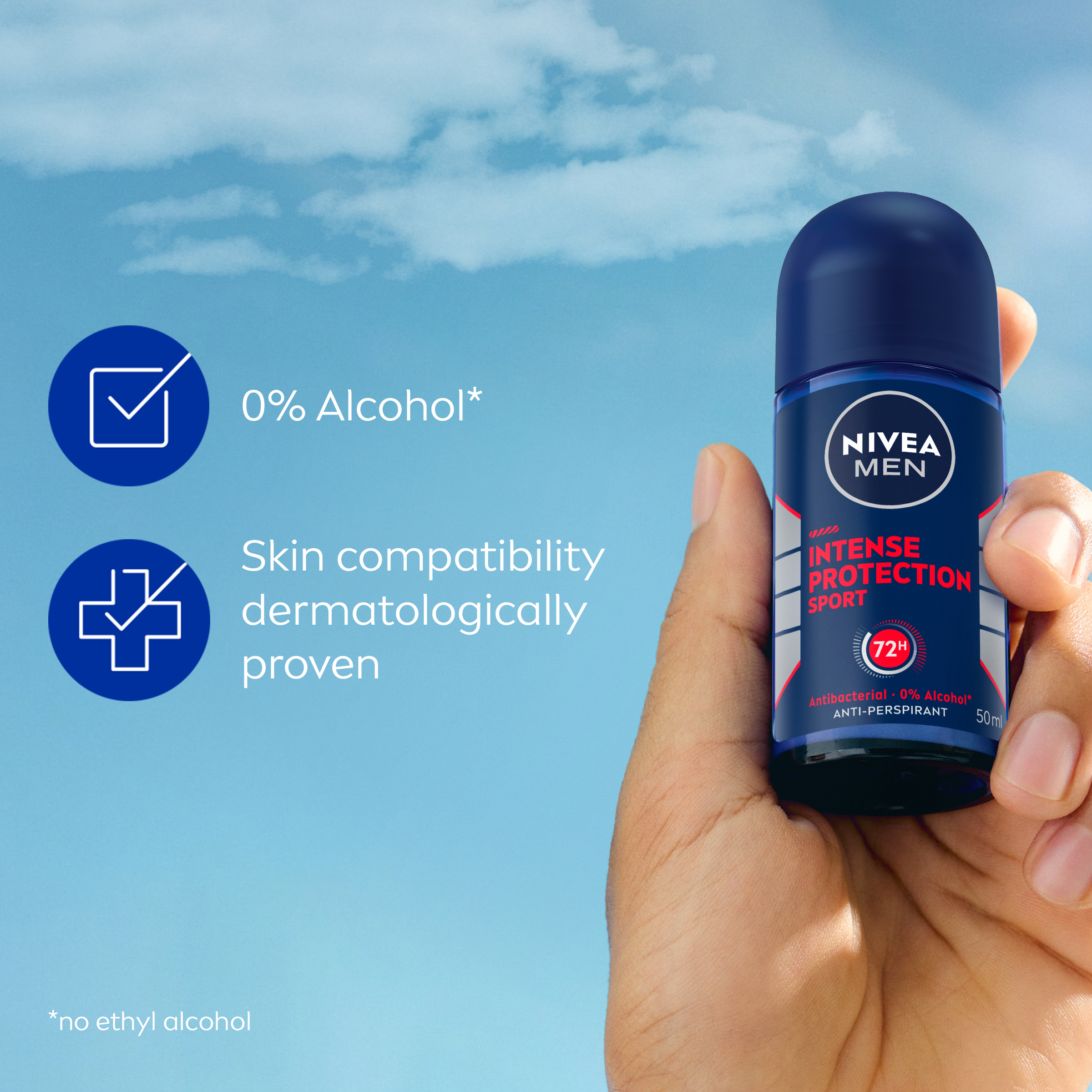 NIVEA MEN ANTIPERSPIRANT INTENSE PROTECTION SPORT 72H ROLL ON 50ML - Image 5