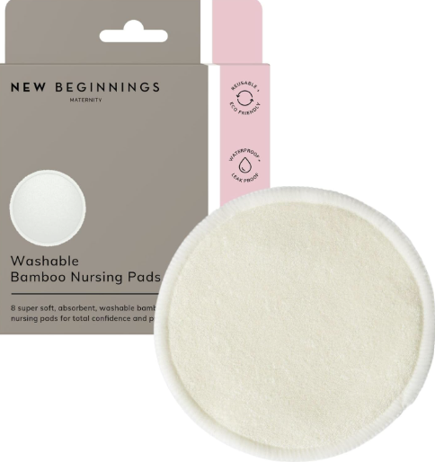 NEW BEGINNINGS NURSING BREAST PADS WASHABLE 8 PACK