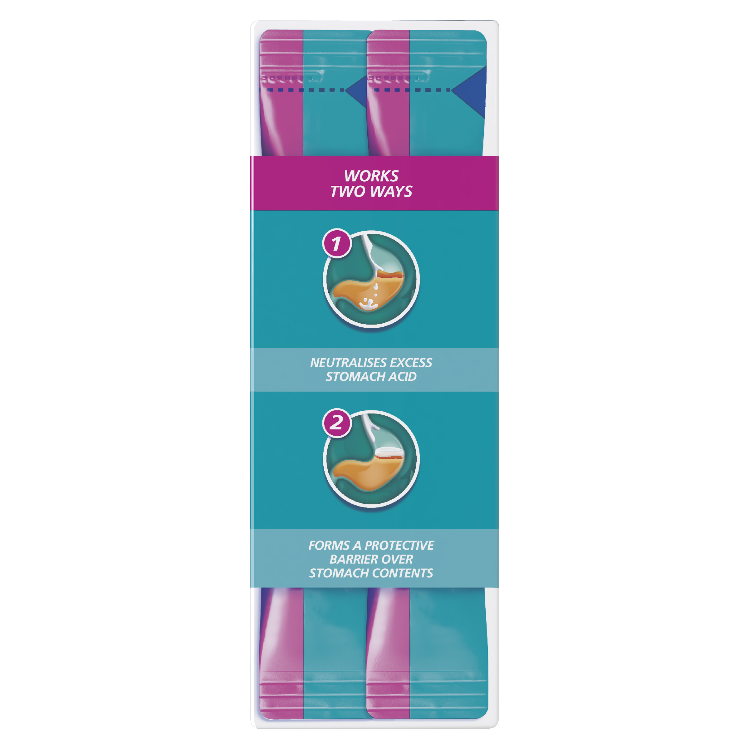 GAVISCON DUAL ACTION PEPPERMINT LIQUID 10ML SACHETS 24 PACK - Image 3