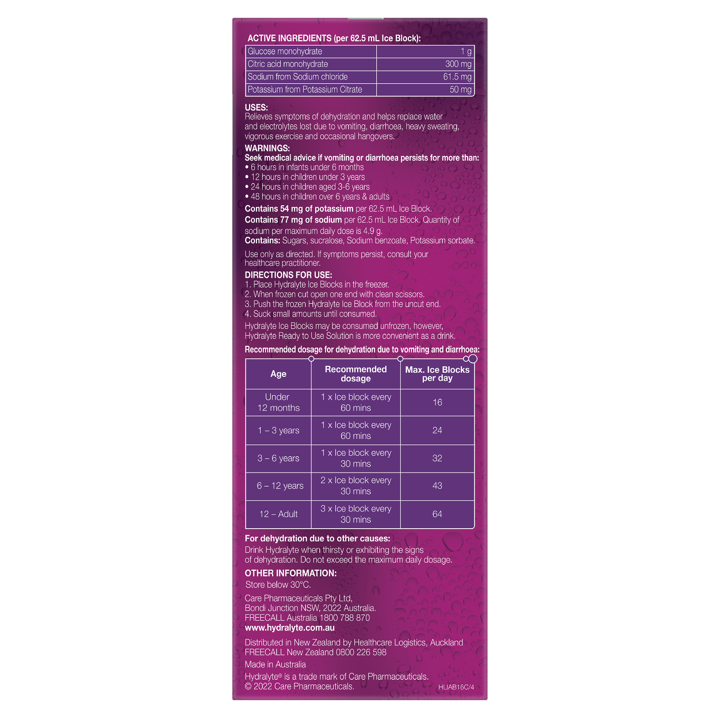 HYDRALYTE ICE BLOCKS APPLE BLACKCURRANT 16 PACK - Image 6